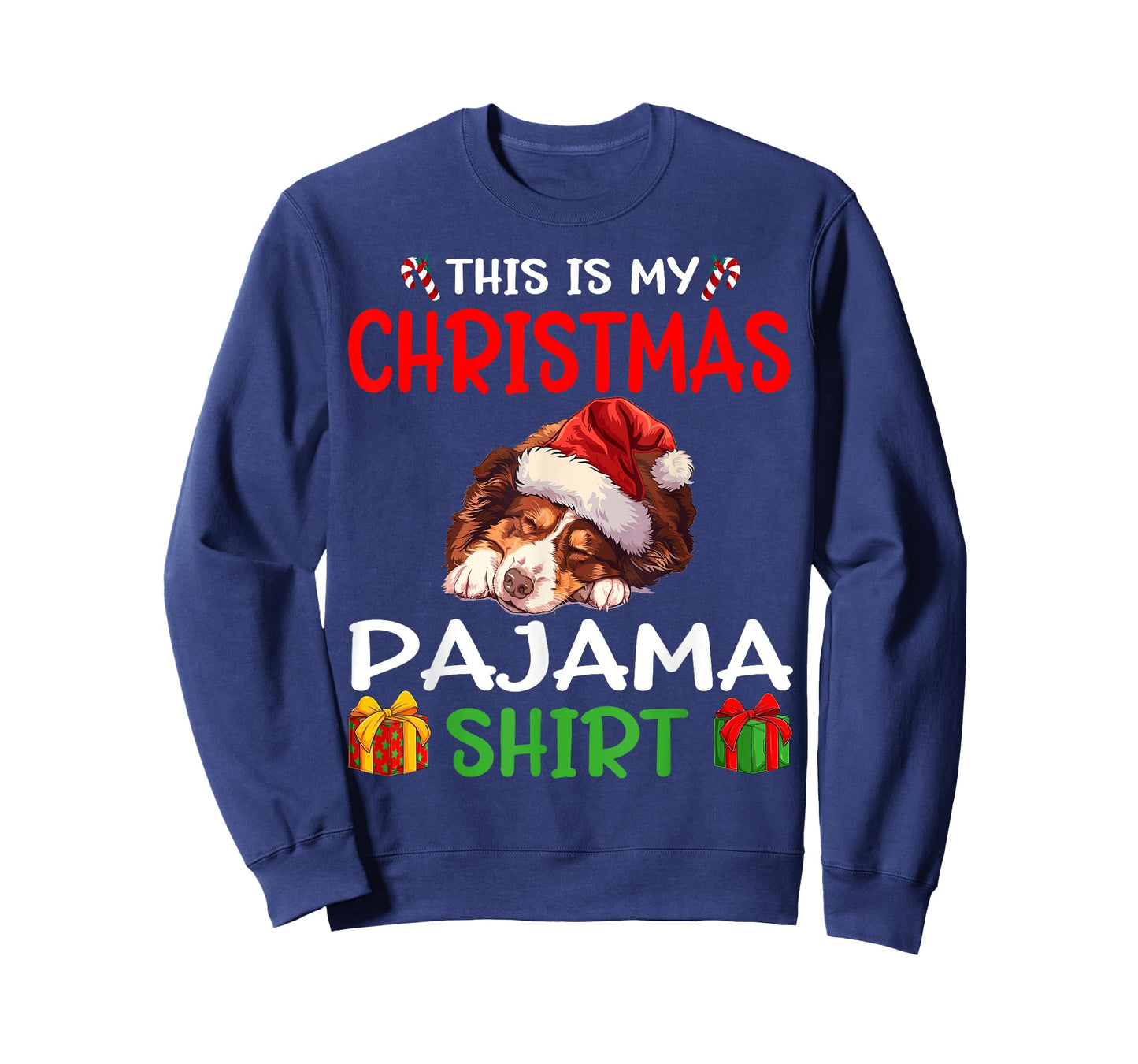 Cute Australian Shepherd Dog This is my Christmas Pajama T-Shirt for Men Women Kids