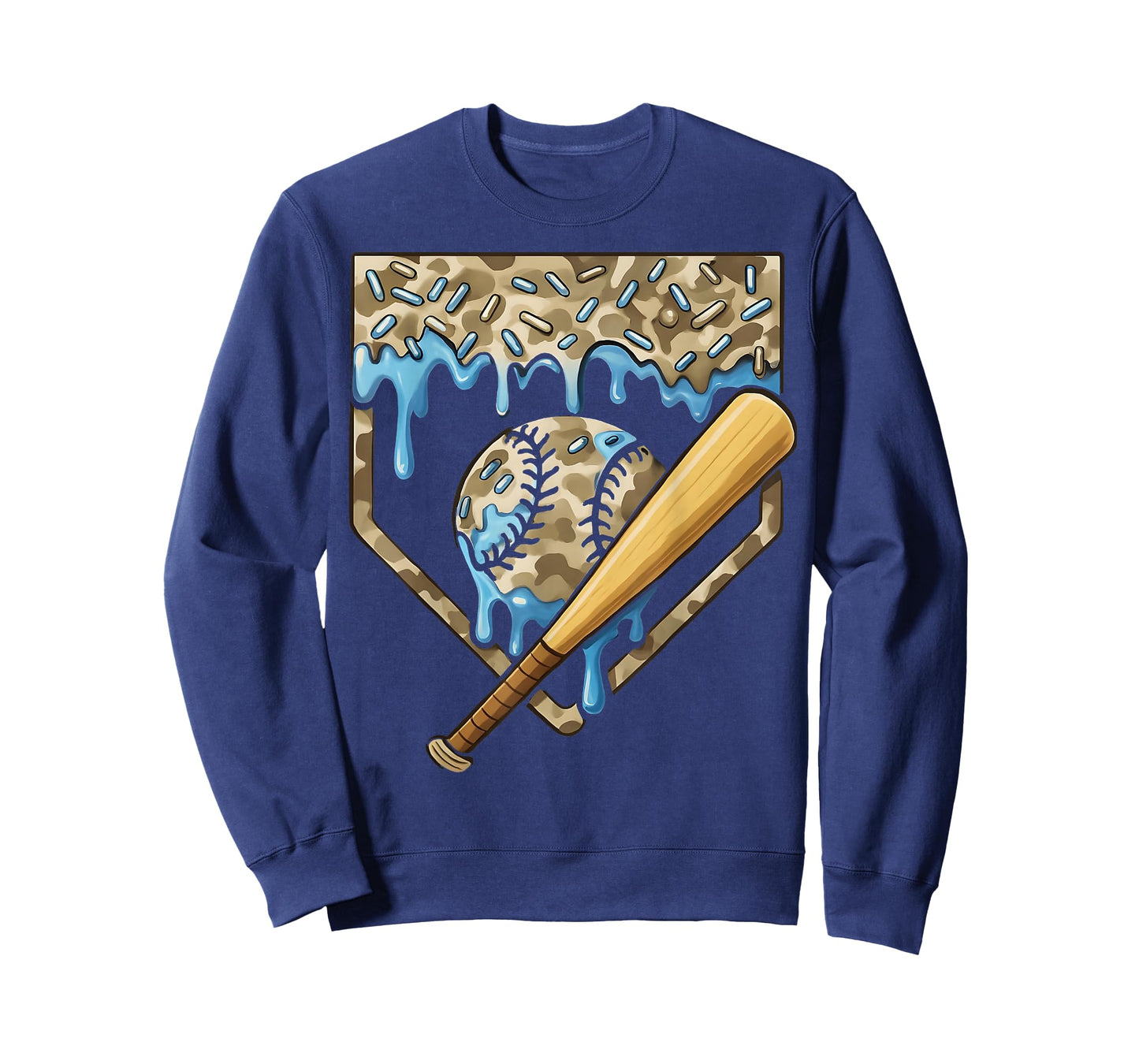 Baseball Drip Camo Baseball Home Plate Bat Boys Sports T-Shirt