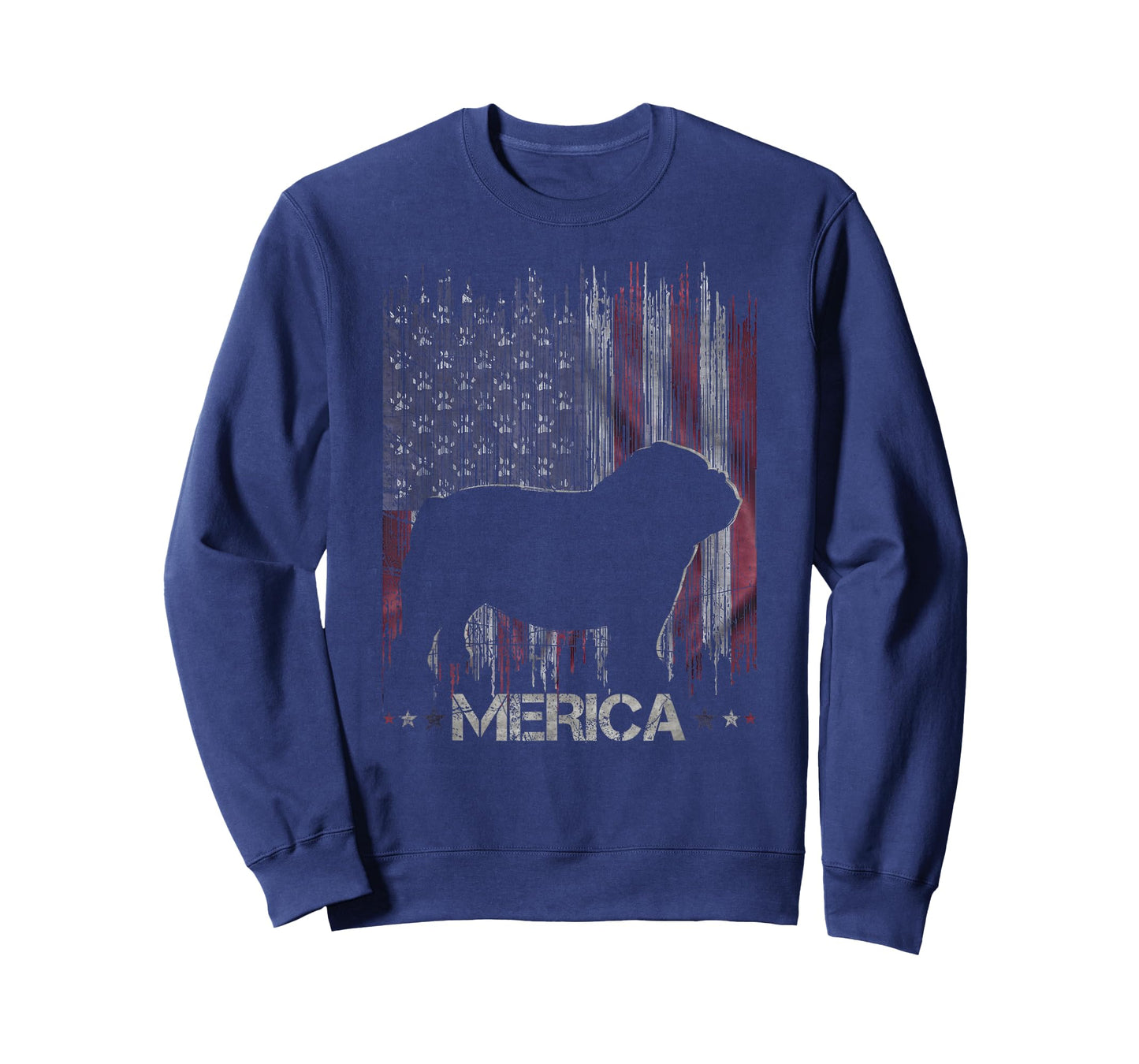 Vintage Bulldog, Merica Bulldog USA Flag Silhouette T-Shirt