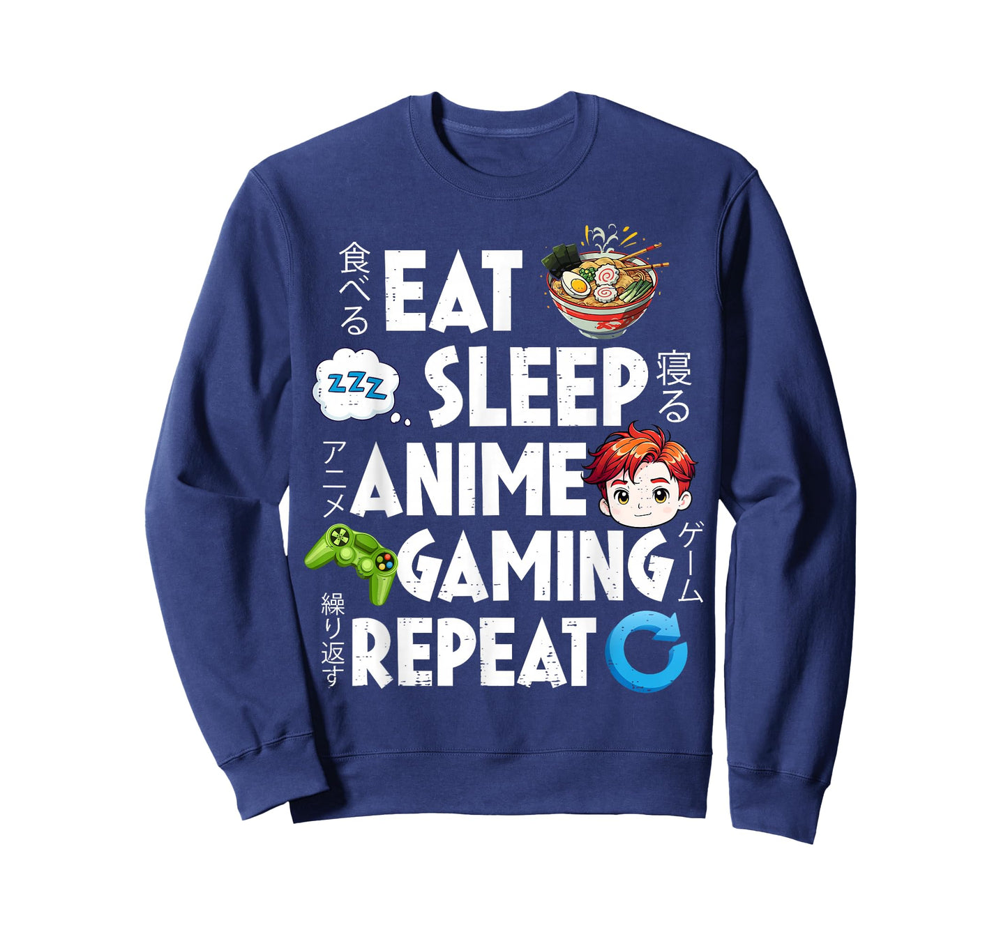 Eat Sleep Anime Gaming Repeat Kawaii Otaku Anime Manga T-Shirt