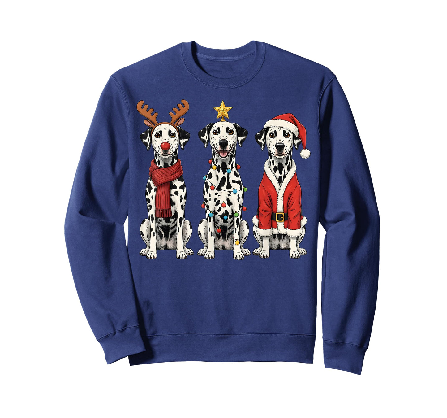 Retro Christmas Dalmatian Santa Reindeer Dog Lover T-Shirt