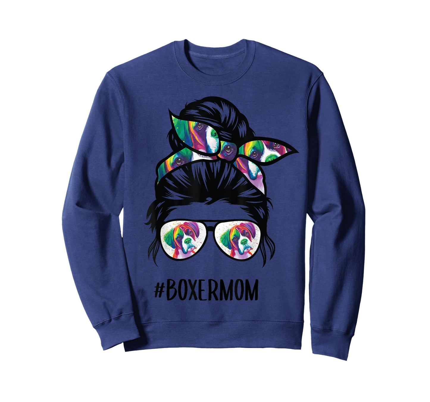 Boxer Mom Messy Bun Hair Dog Lover T-Shirt for Men Women Girls Kids