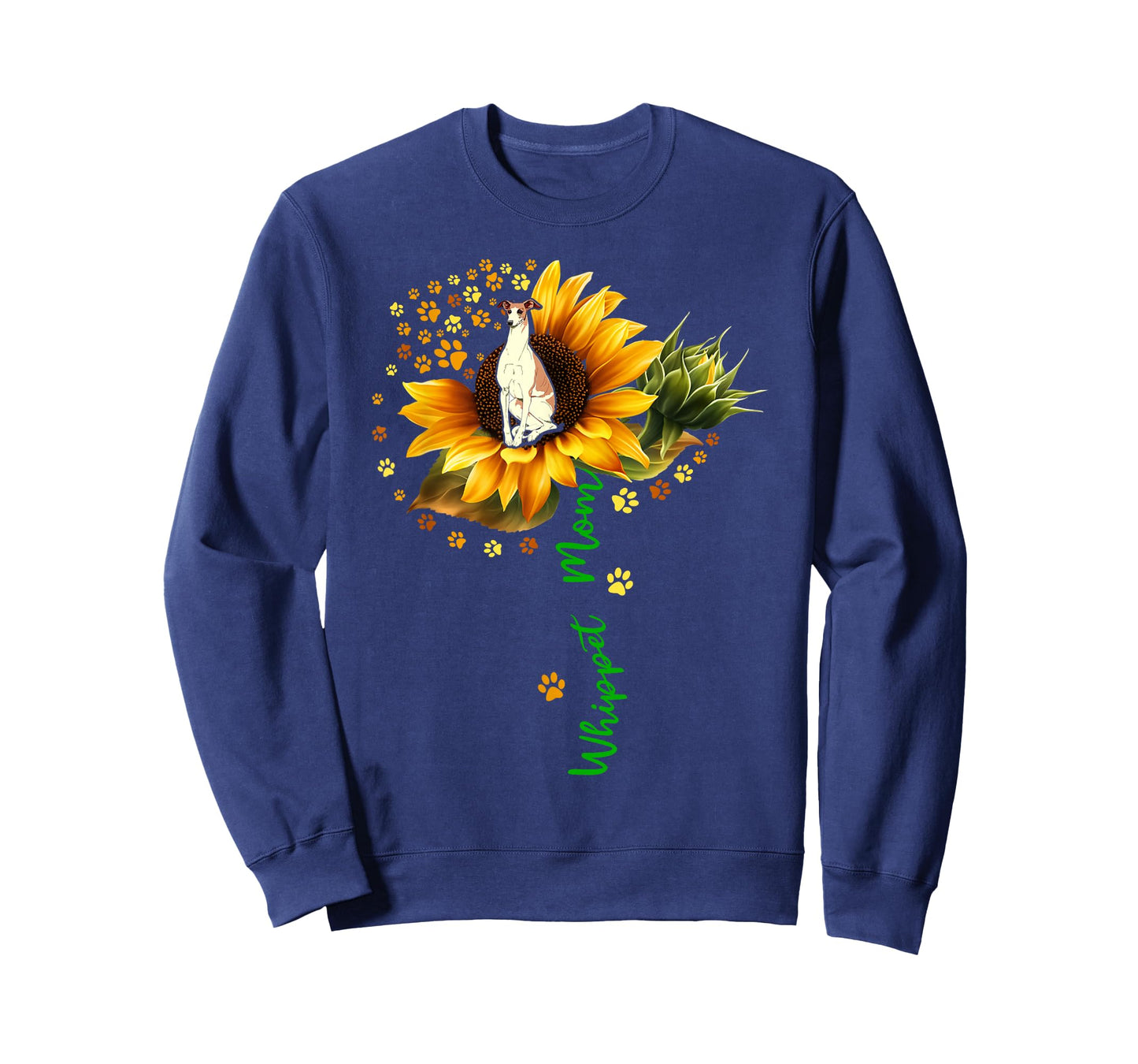 Whippet Mom Funny Whippet On Sunflower Dog Paws Flower T-Shirt