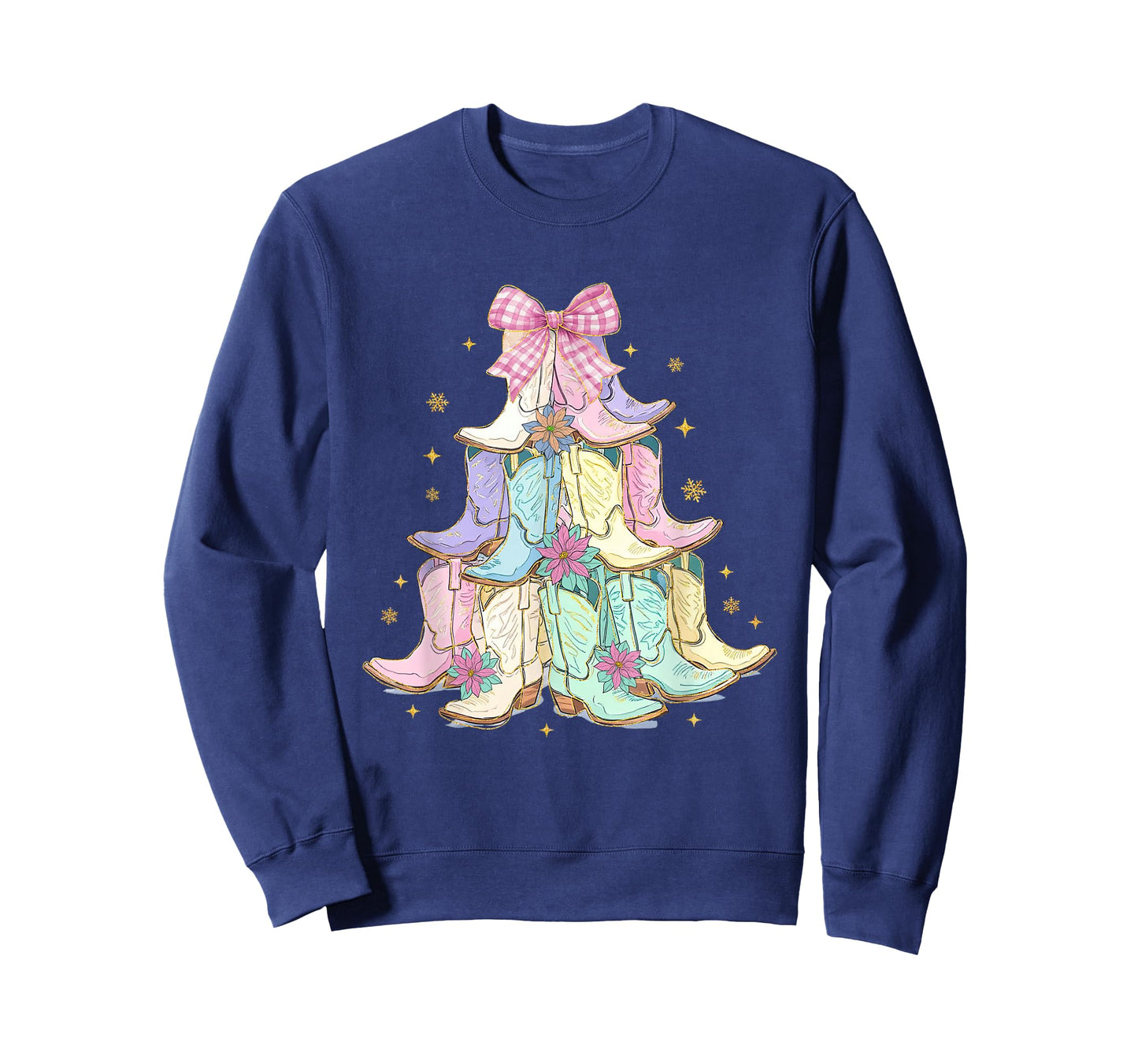 Coquette Christmas Tree Cowgirl Cowboy Boots Western Xmas T-Shirt