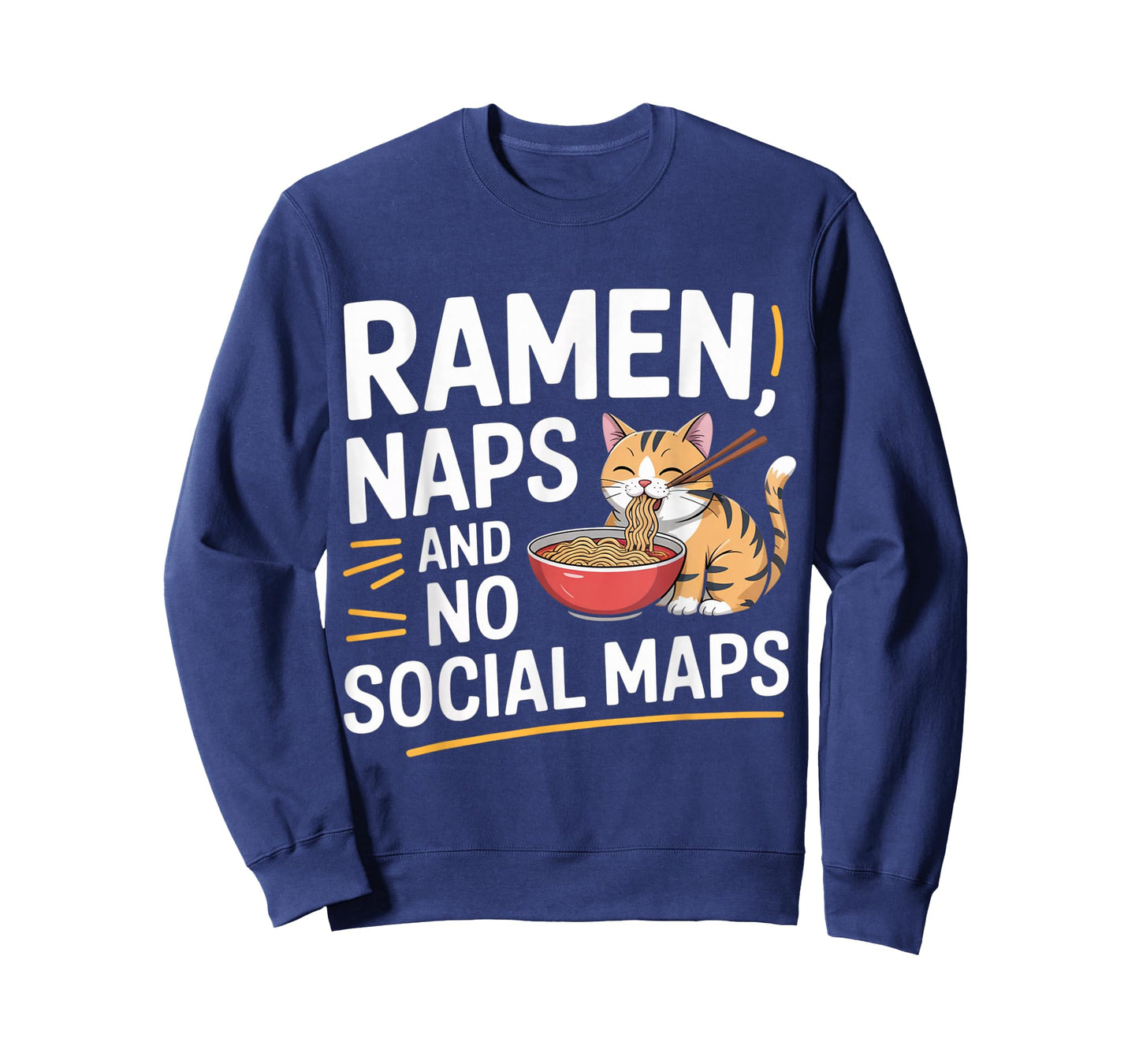 Ramen Naps and No Social Maps Cute Cat Lover Anime T-Shirt