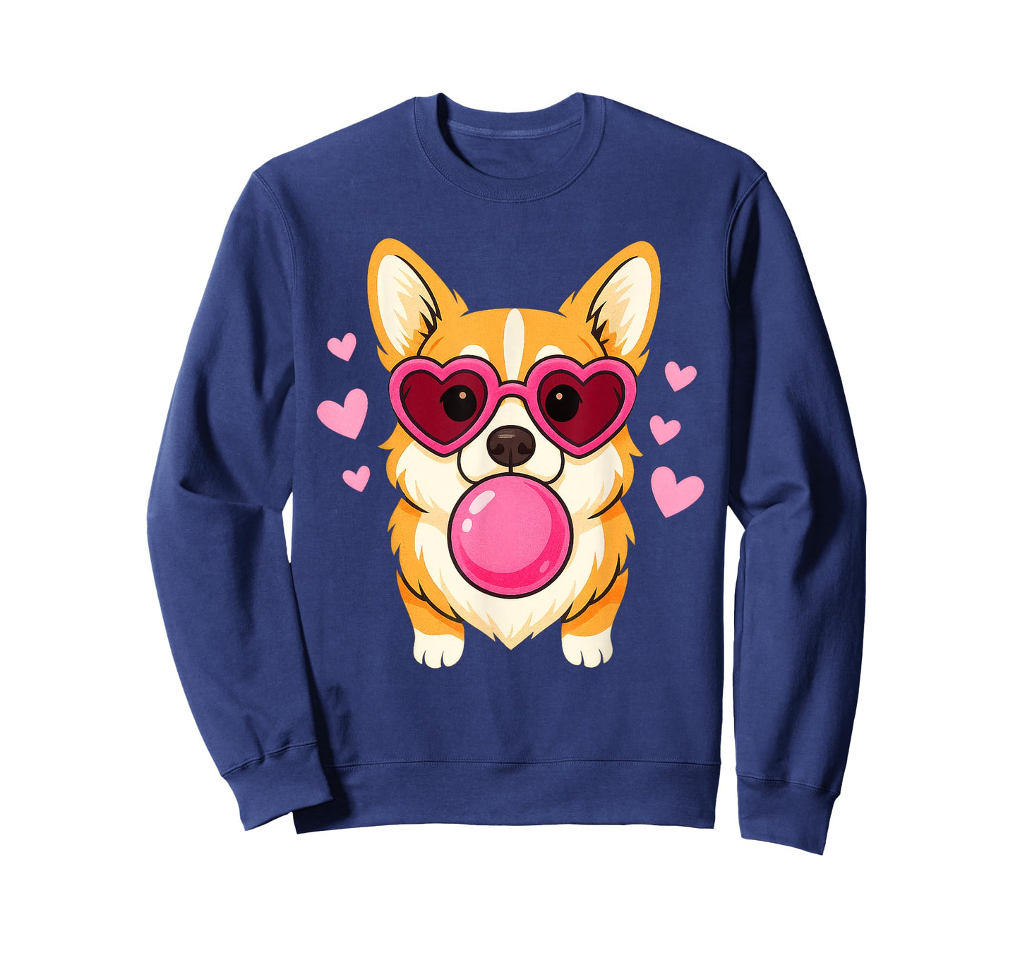 Corgi Dog Blowing Pink Bubble Gum Cute Hearts T-Shirt