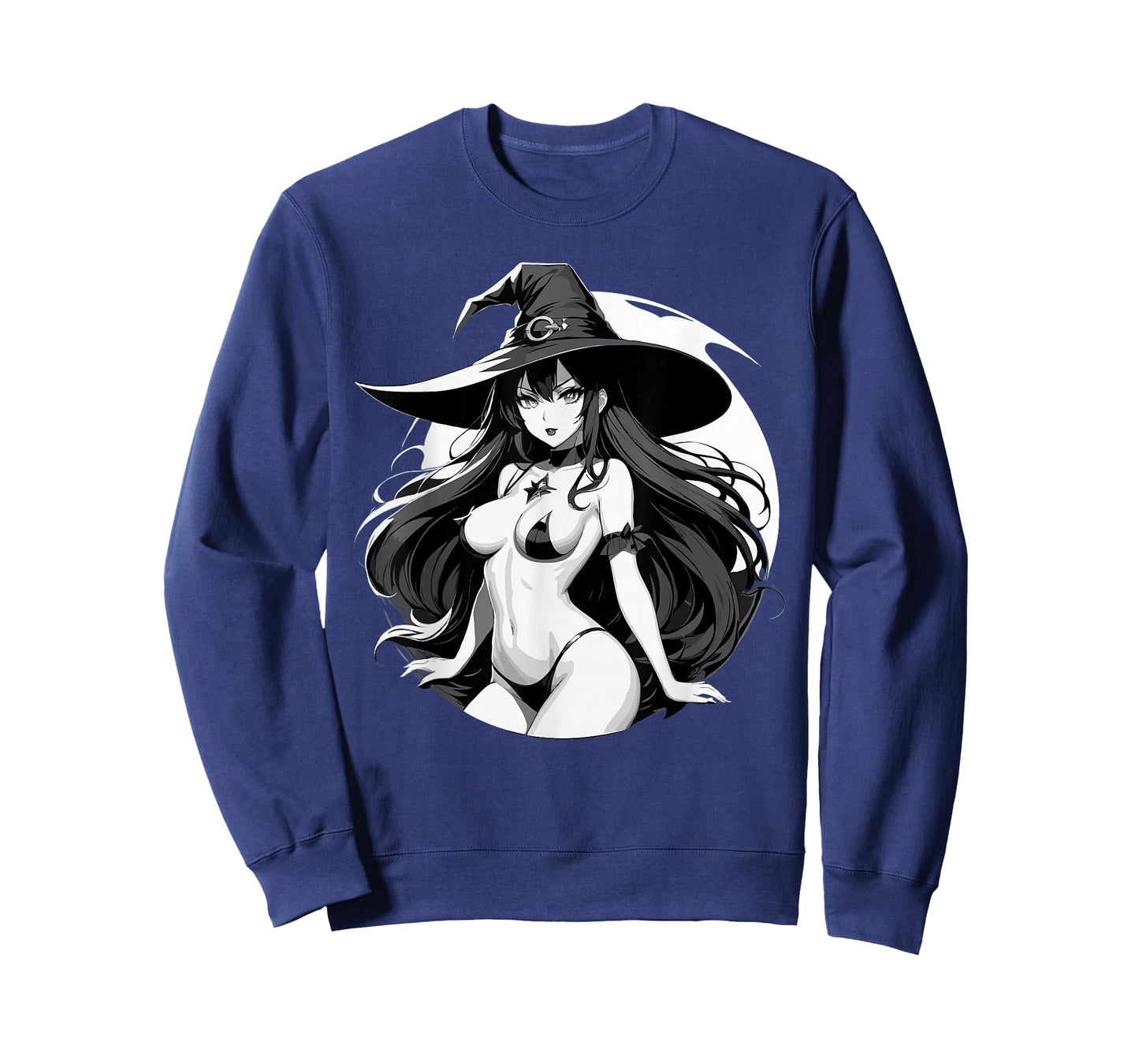 Sexy Waifu Witch Anime Girl Japanese in Black and White Art T-Shirt