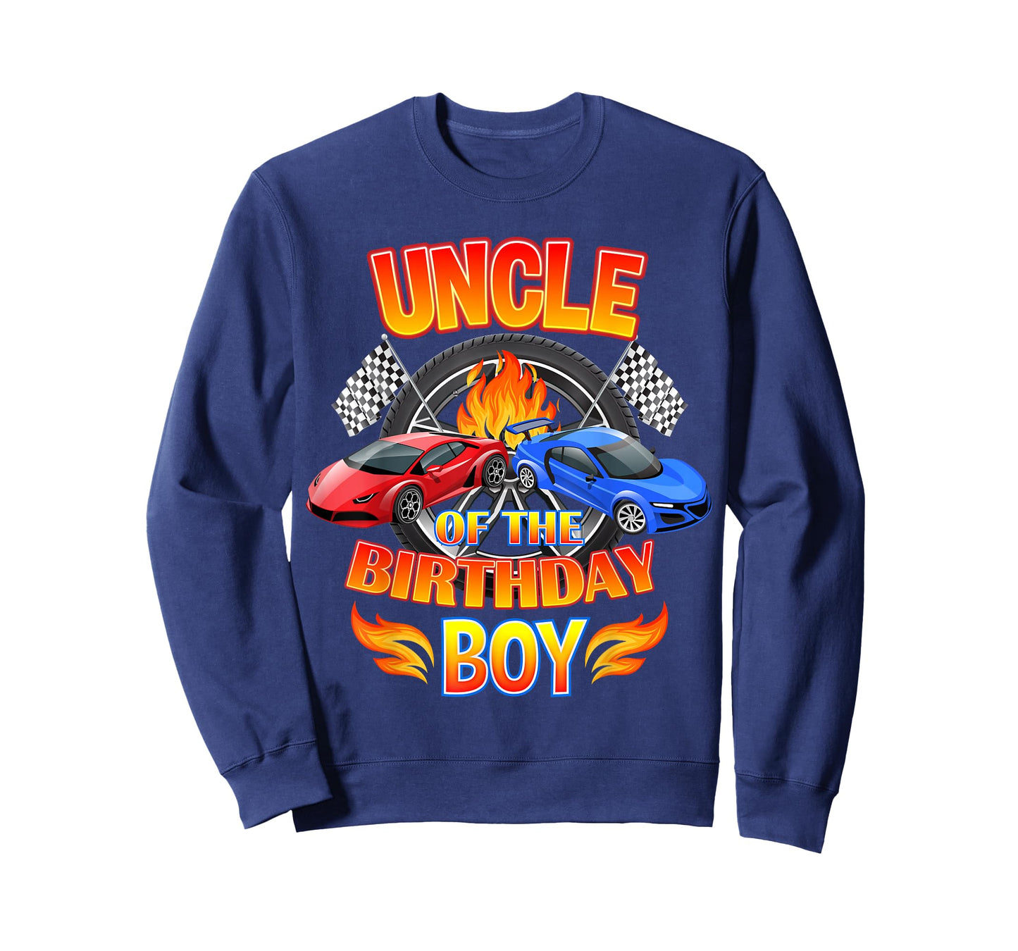 Uncle of The Birthday Boy Fire Race Supercar Party Black T-Shirt