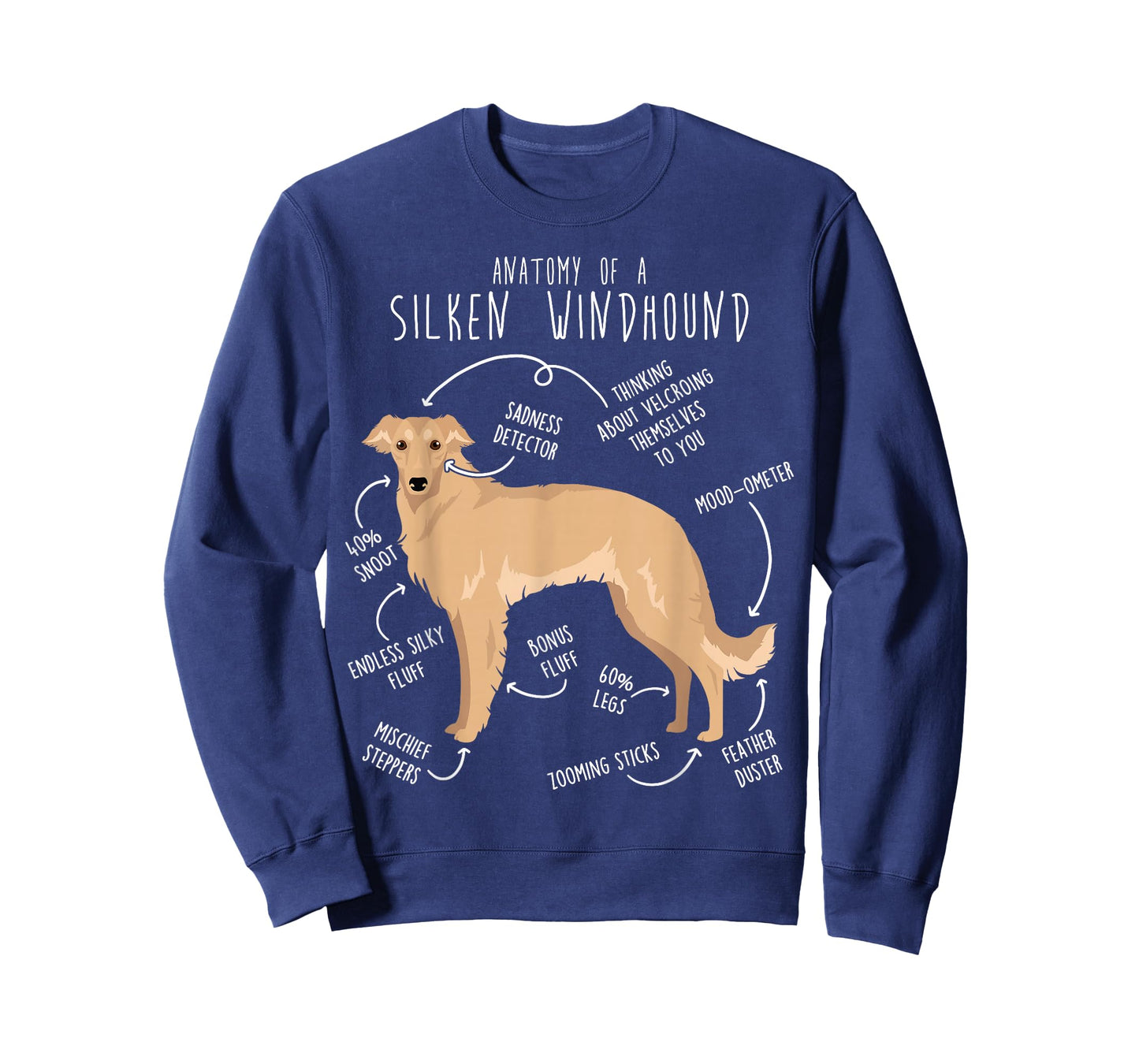 Silken Windhound Anatomy, Funny Cute Pet Lover Fawn Cream T-Shirt