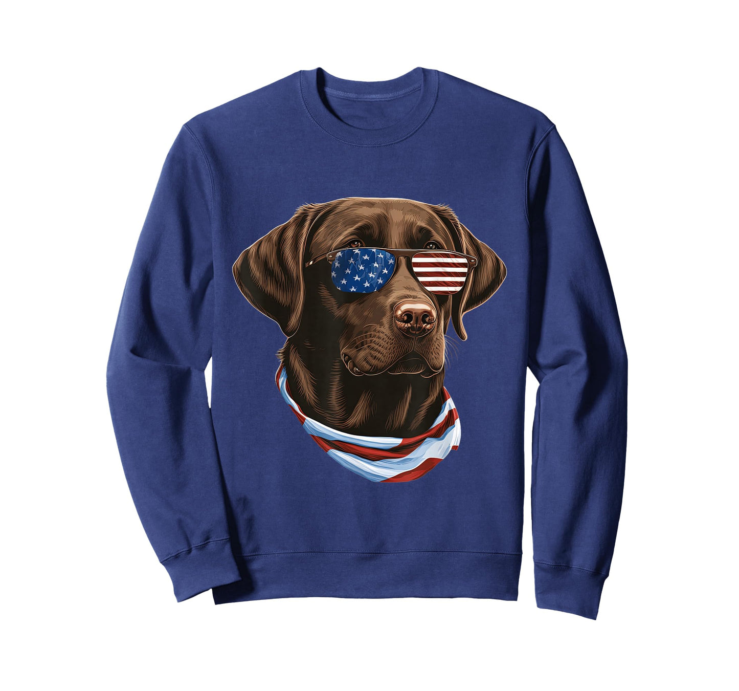 Chocolate Labrador With USA Sunglasses And Flag T-Shirt