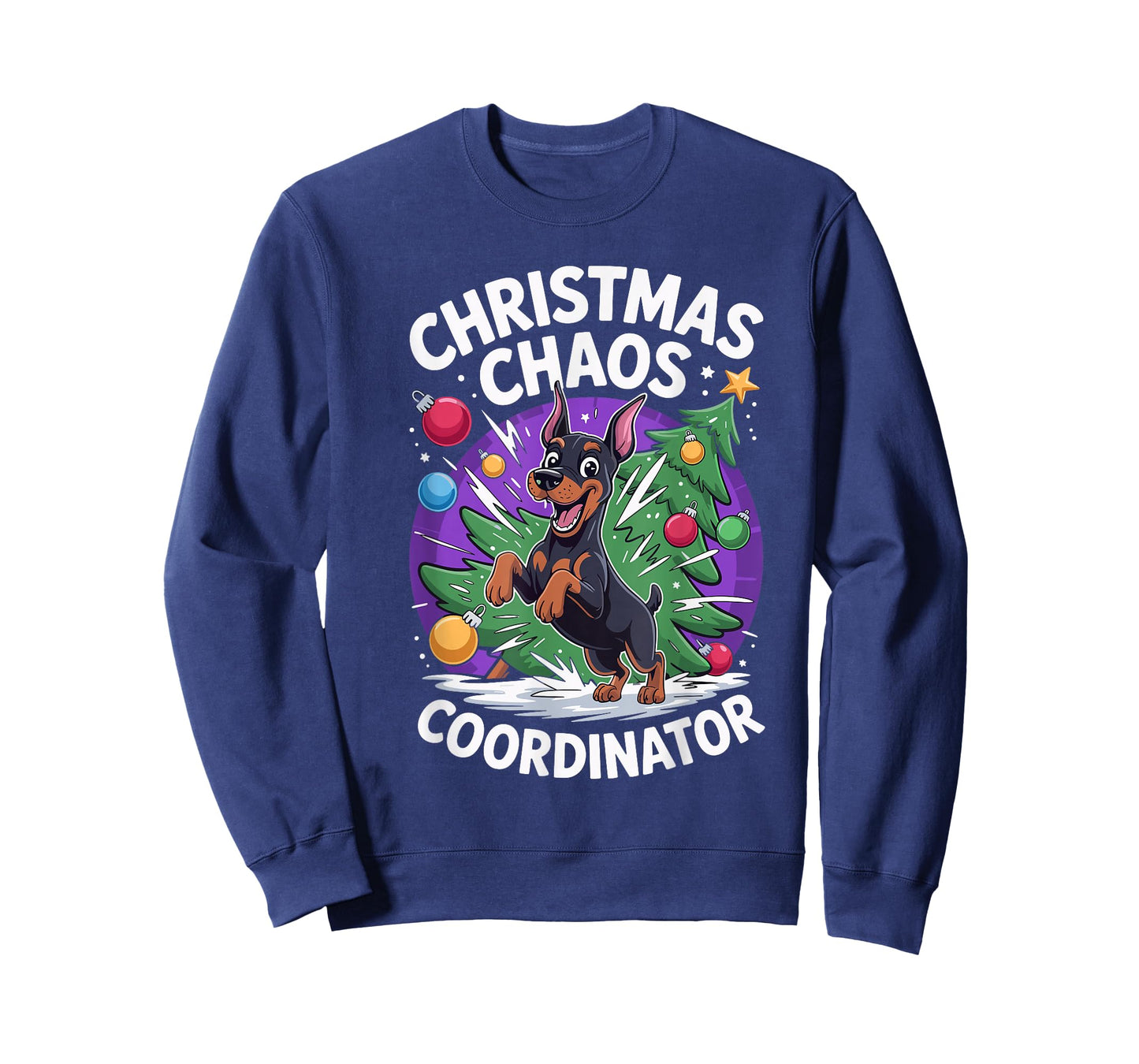 Christmas Chaos Coordinator Puppy Funny Doberman Pinscher T-Shirt
