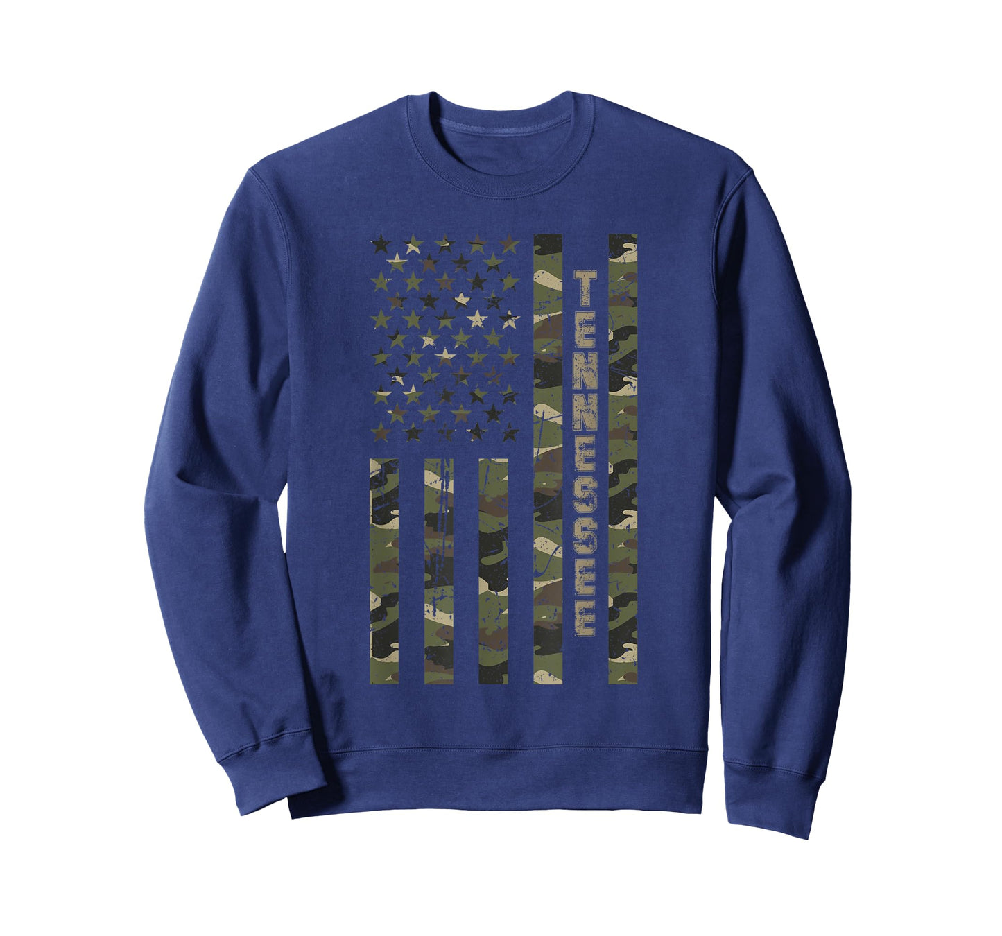 Tennessee United States Distressed Camo w US Flag T-Shirt
