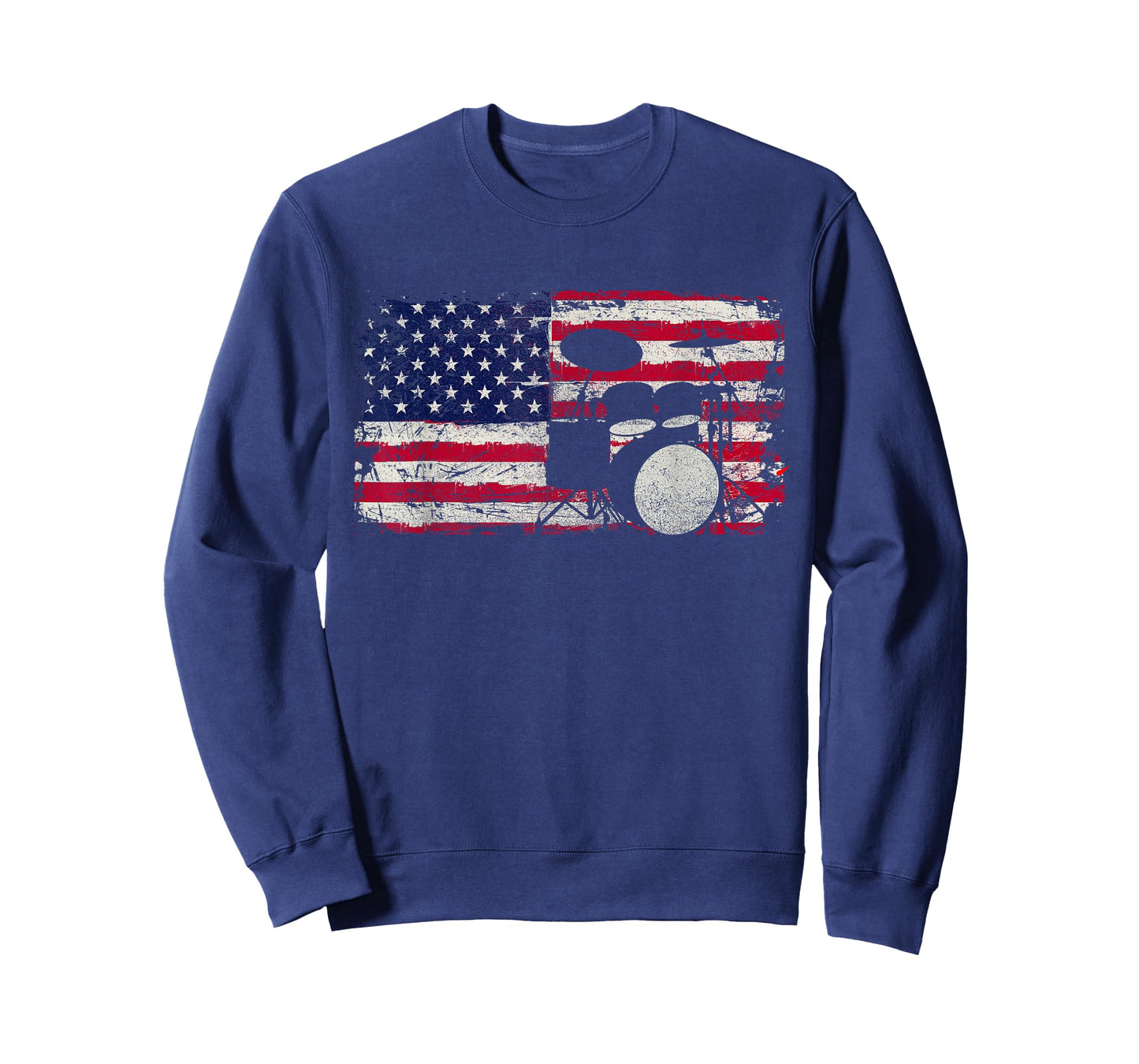 Drum Sets - USA Flag Drummer Music Lover Drumming T-Shirt