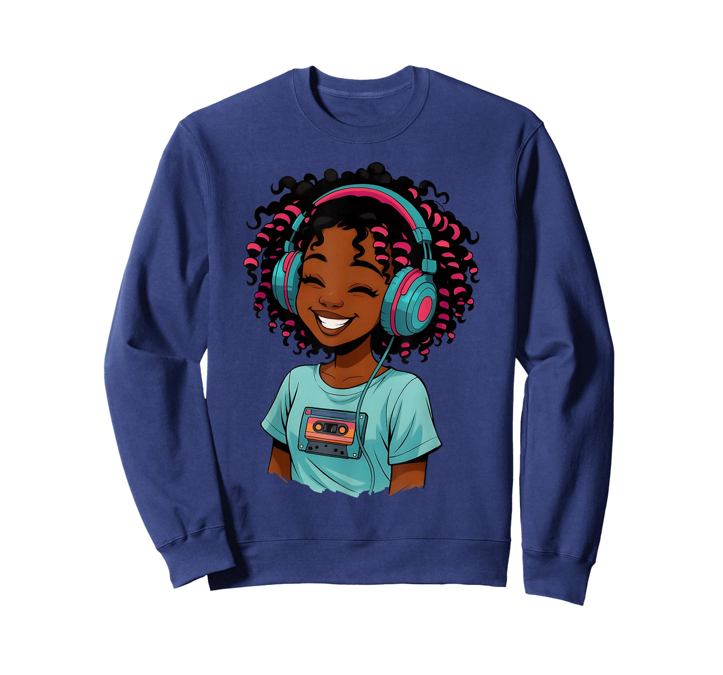 Anime and Music Afro Black Girl Women Anime African American T-Shirt