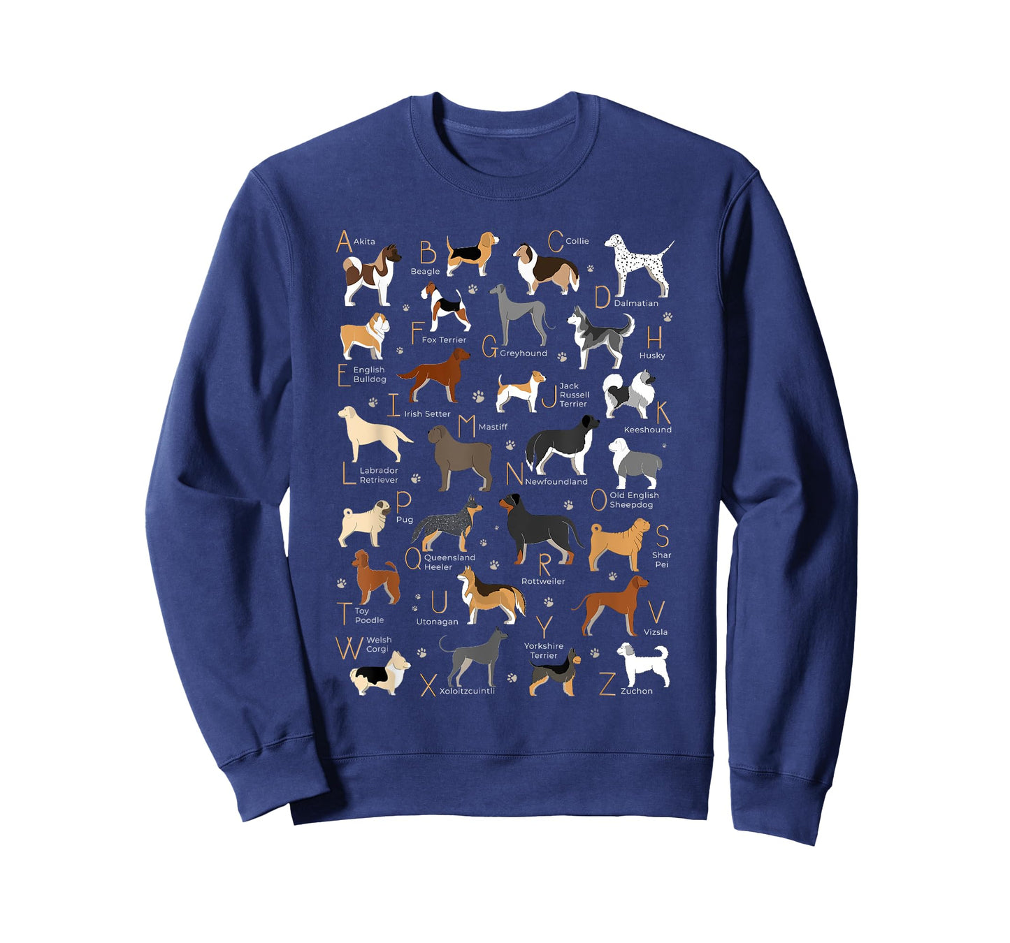 ABC Dog Breeds Identification A-Z Types of Dogs Canine T-Shirt