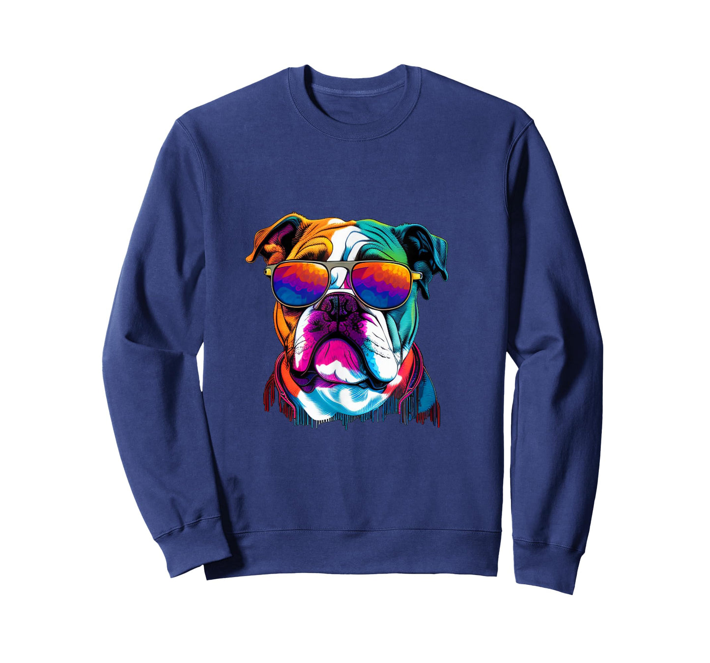 Funny Multicolor English Bulldog Face T-Shirt