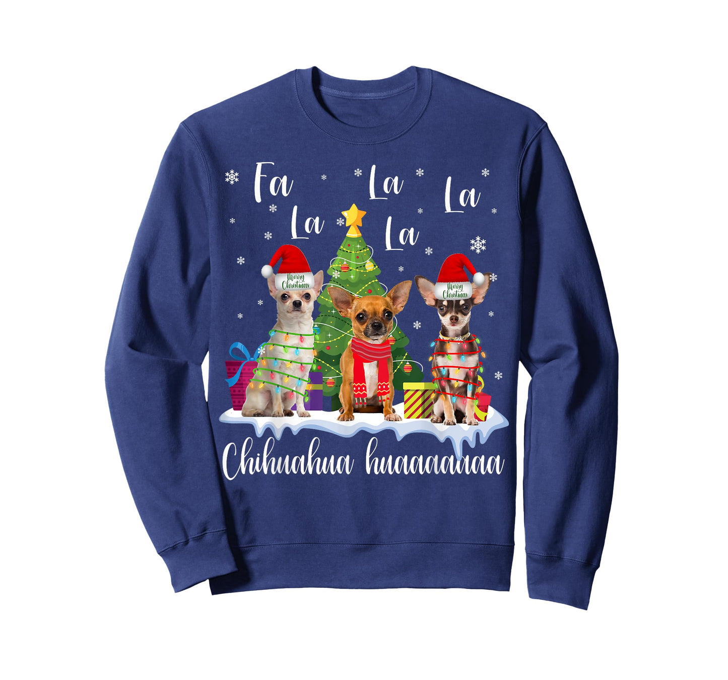 chihuahua dog xmas fa la la la funny ugly christmas sweater T-Shirt