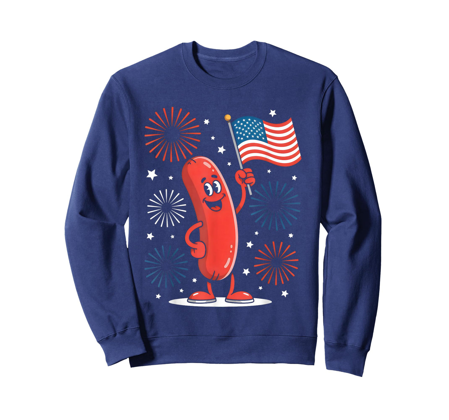 Patriotic Kawaii Sausage Independence Day 4th of July Foodie T-Shirt
