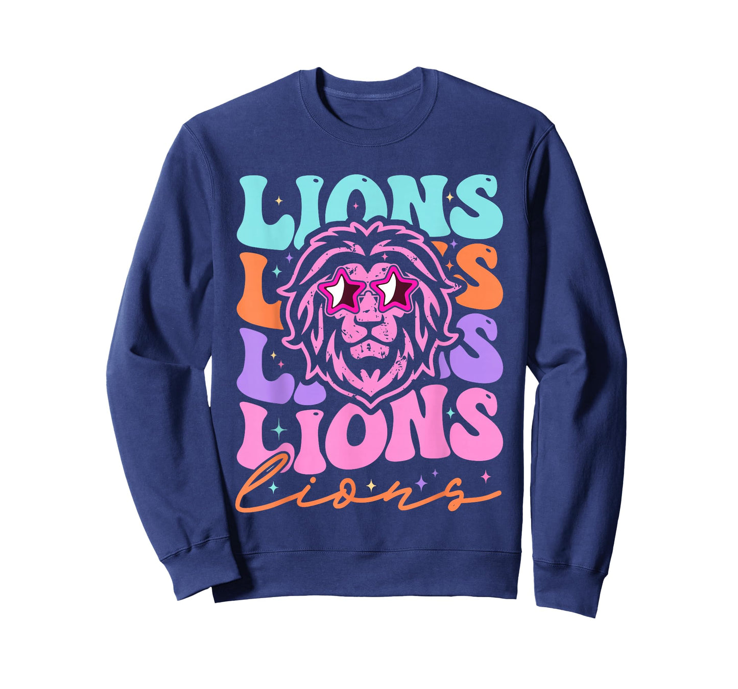 Lion Mascot Back to School Spirit Sports Men Women Groovy T-Shirt