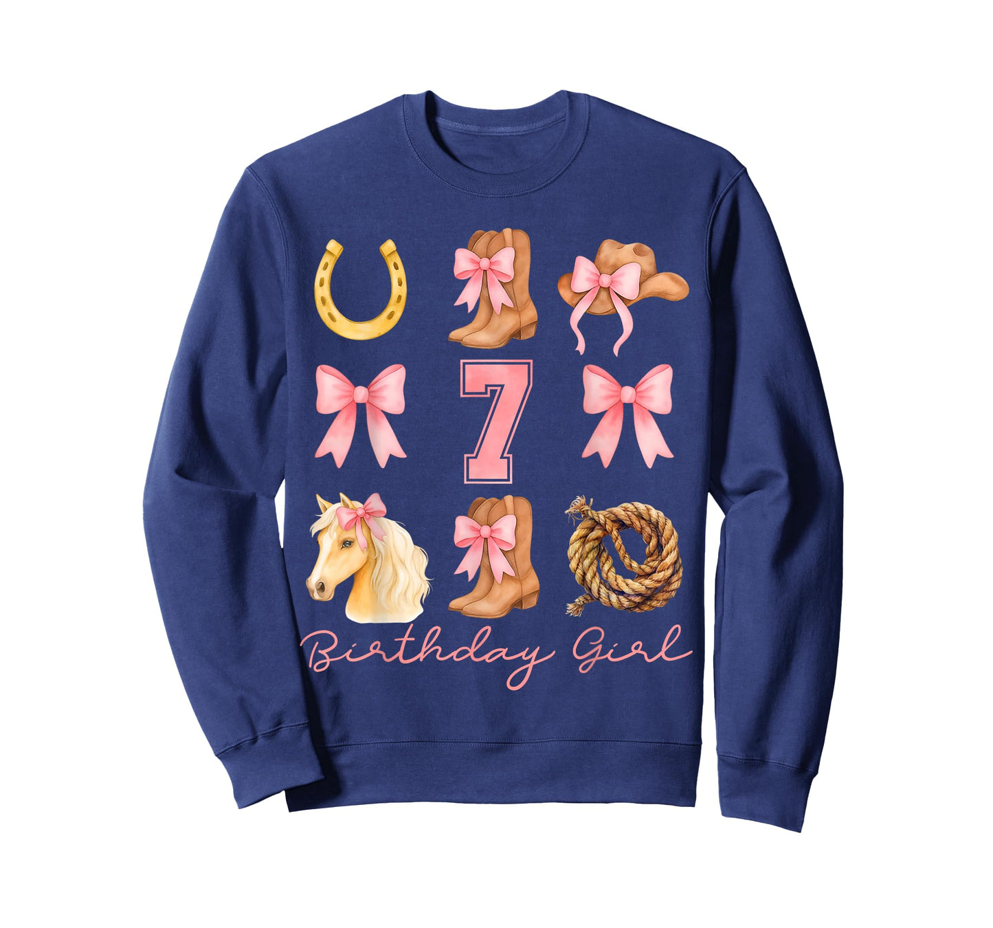 Coquette Bow 7th Birthday Girl Cowgirl 7 Years Old Western T-Shirt