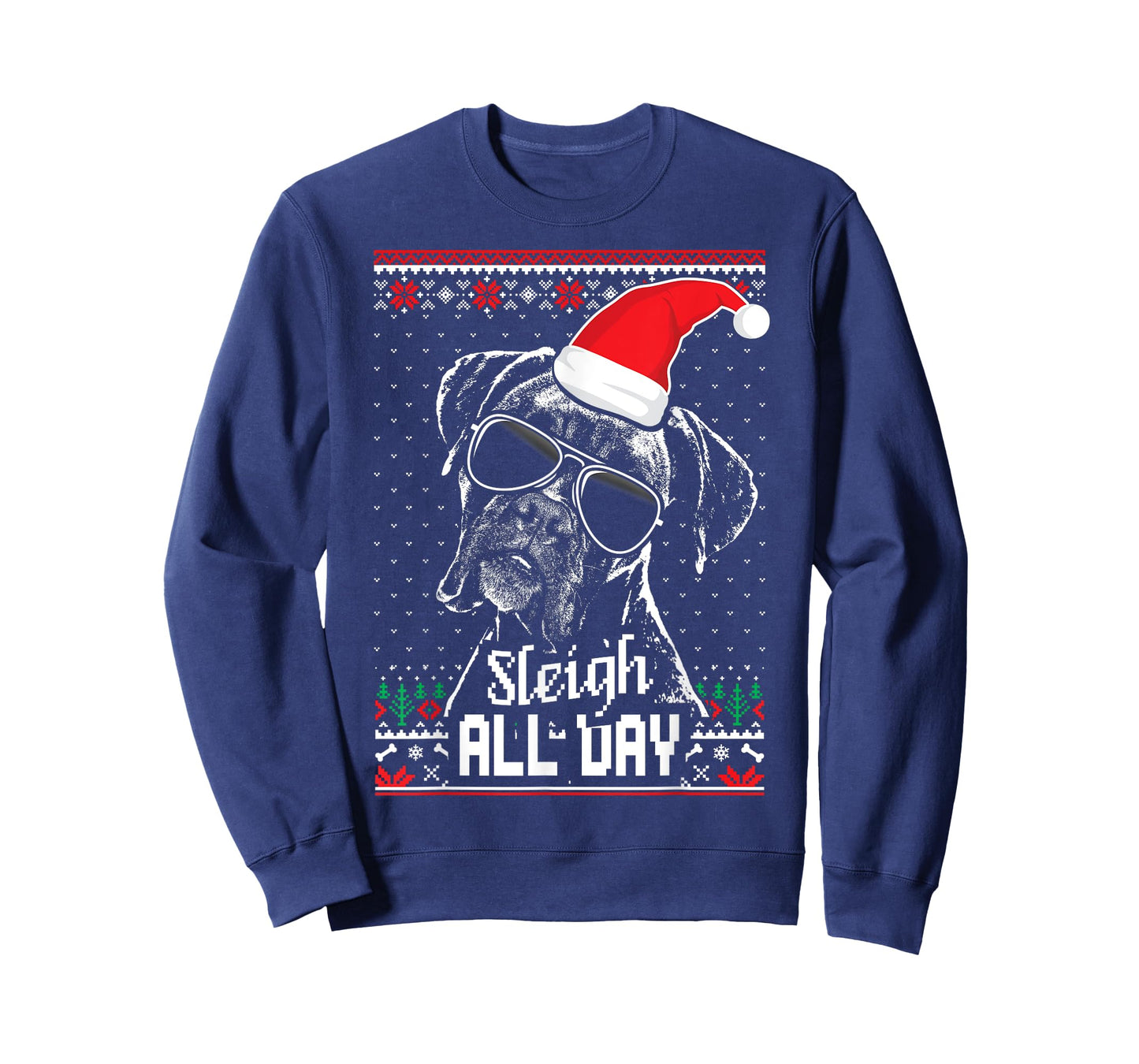 Sleigh all Day Funny Boxer Dog Christmas T-Shirt for Men Women