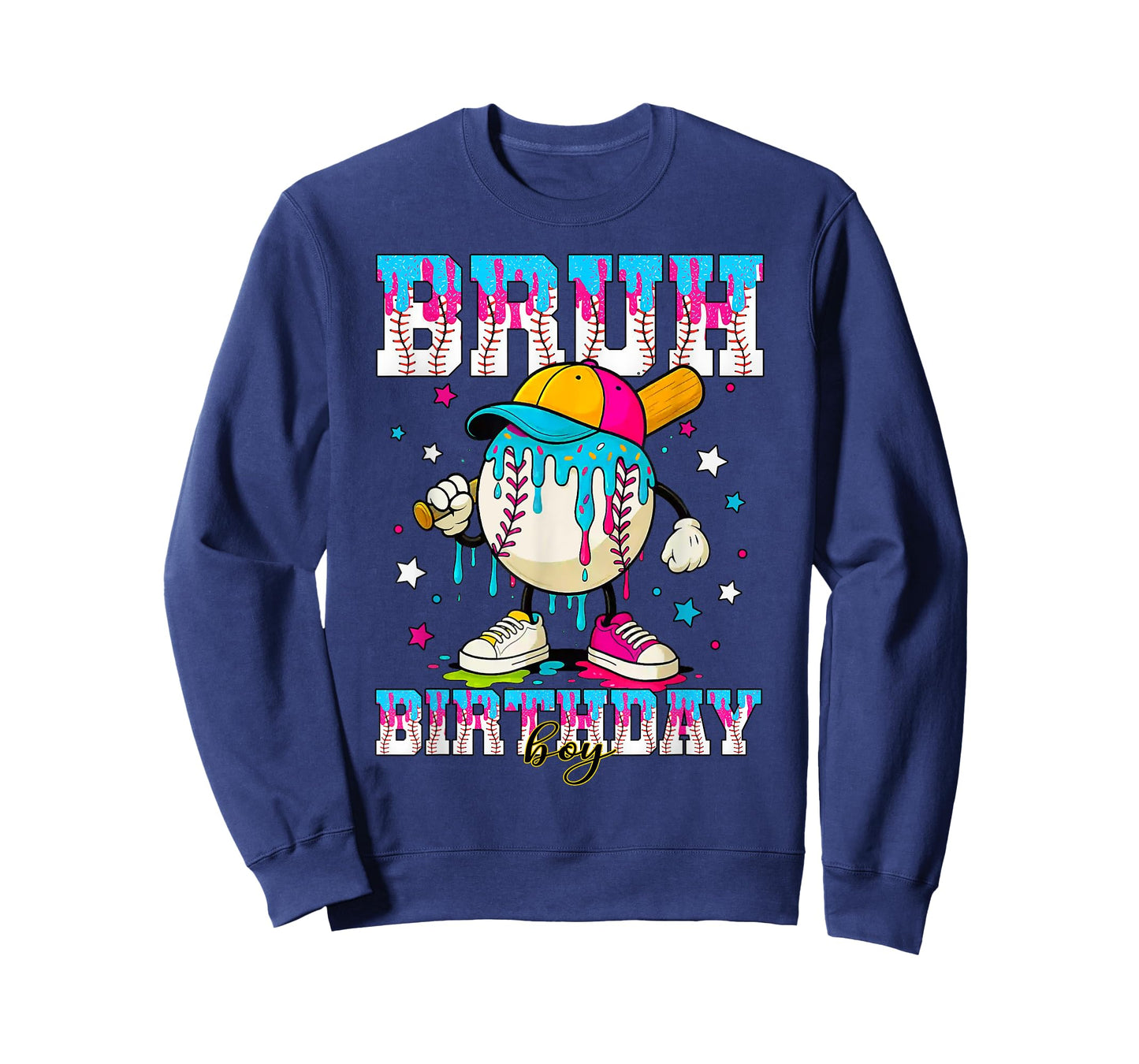 Bruh Birthday Boy Stuff Baseball Ice Cream Drip T-Shirt