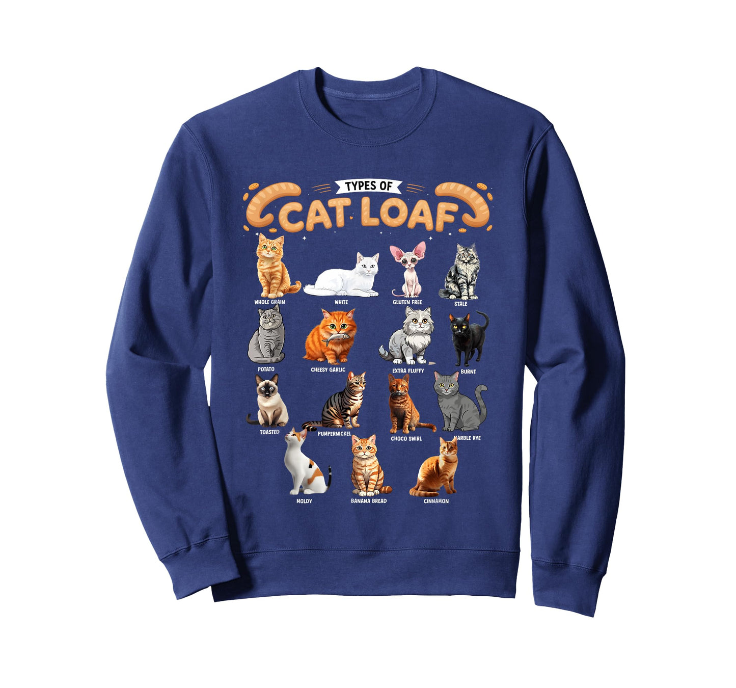 Types of Cats Loaf Illustrated Adorable Kitty Bread Cat T-Shirt