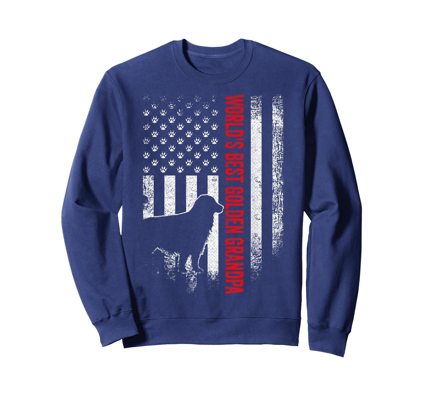 Vintage American Flag World's Best Golden Retriever Grandpa Women Men T-Shirt