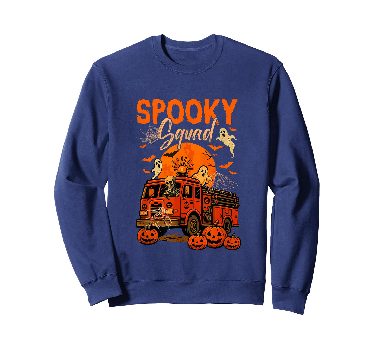 Spooky Halloween Squad Skeleton Driving Firetruck Horror Boo T-Shirt