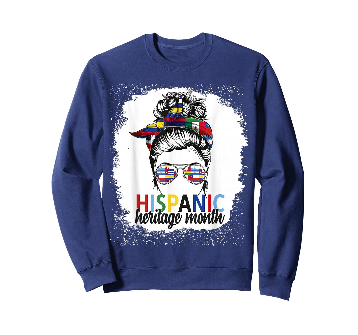 Hispanic Heritage Month All Countries Flags Women Messy Bun T-Shirt