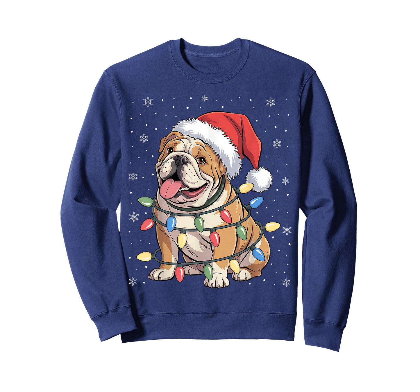English Bulldog Christmas Tree Lights Dogs Xmas Pajamas T-Shirt