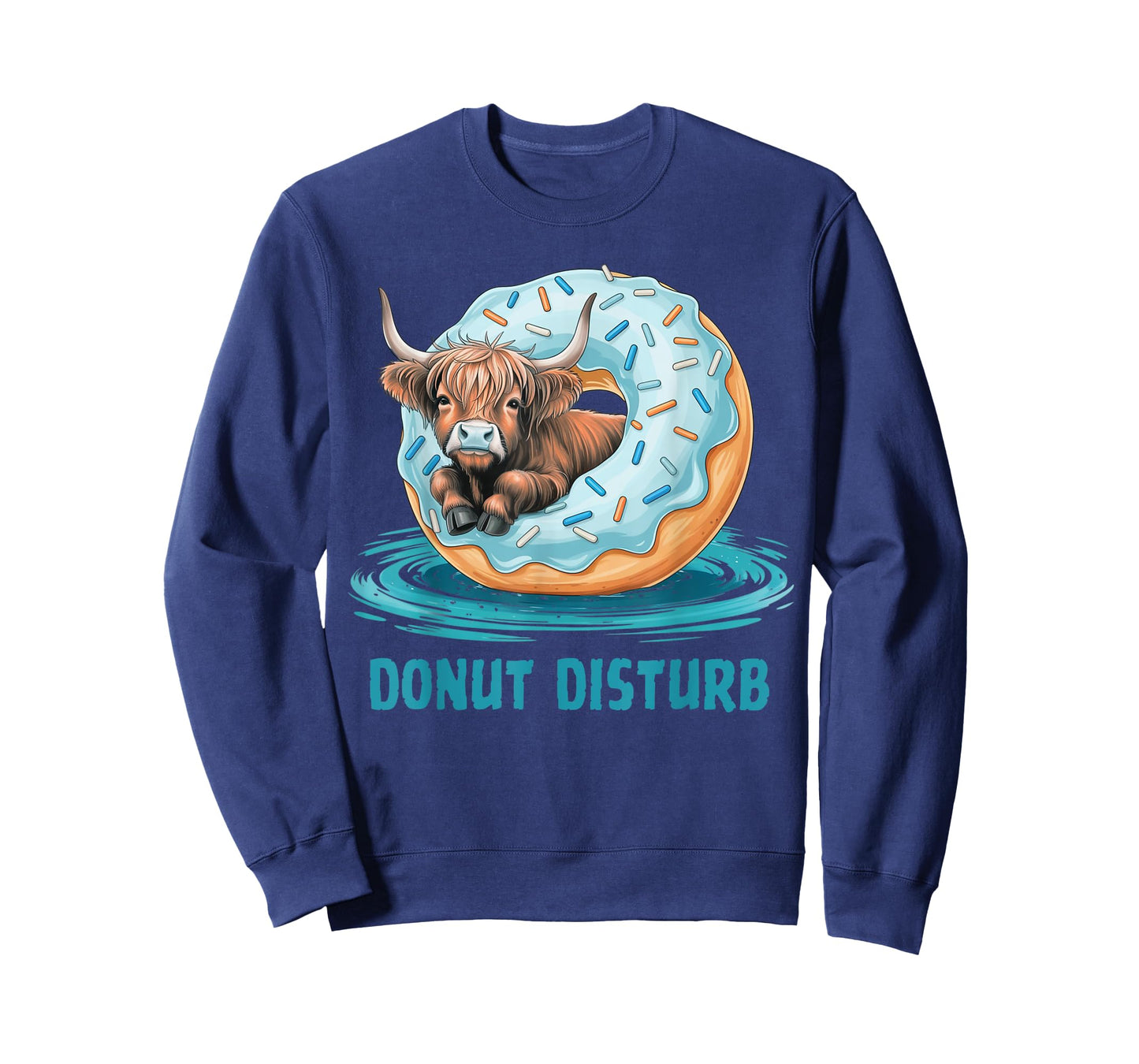 Funny Donut Disturb Highland Cow Design Gift Men Women Kids T-Shirt