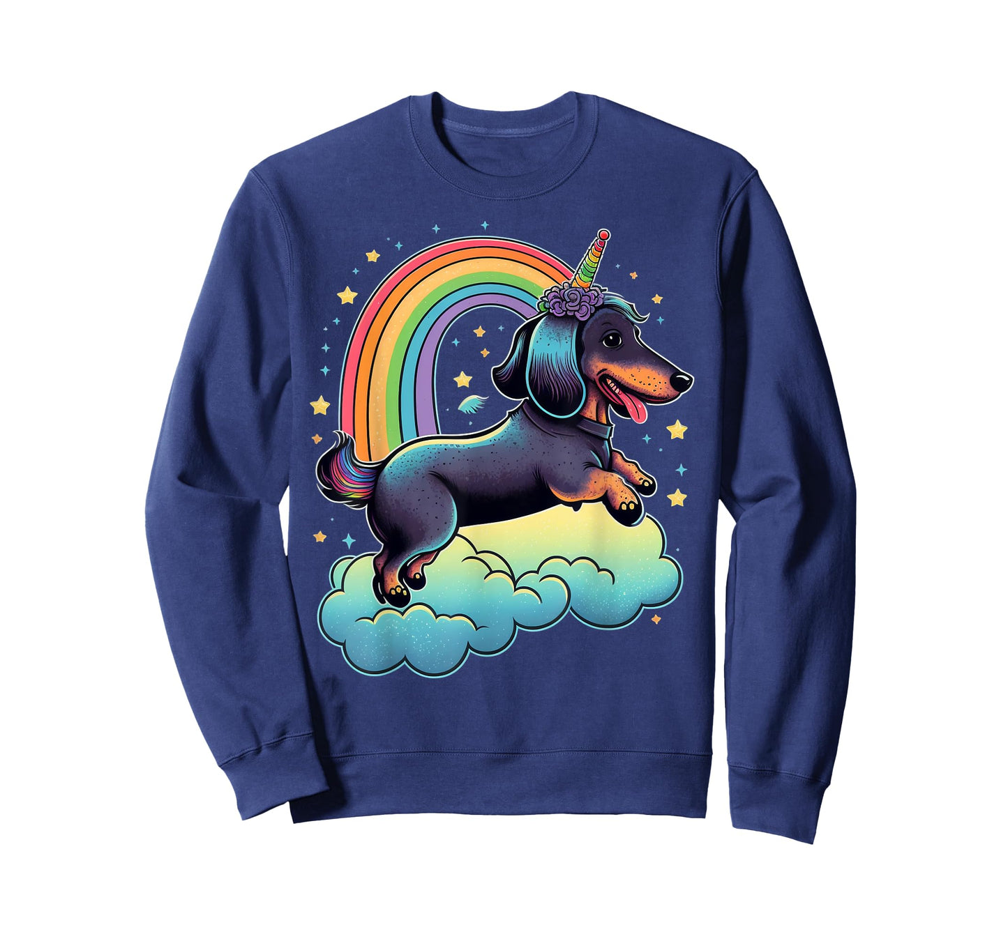 Dachshund Unicorn on Rainbow Unicorn Dachshund T-Shirt