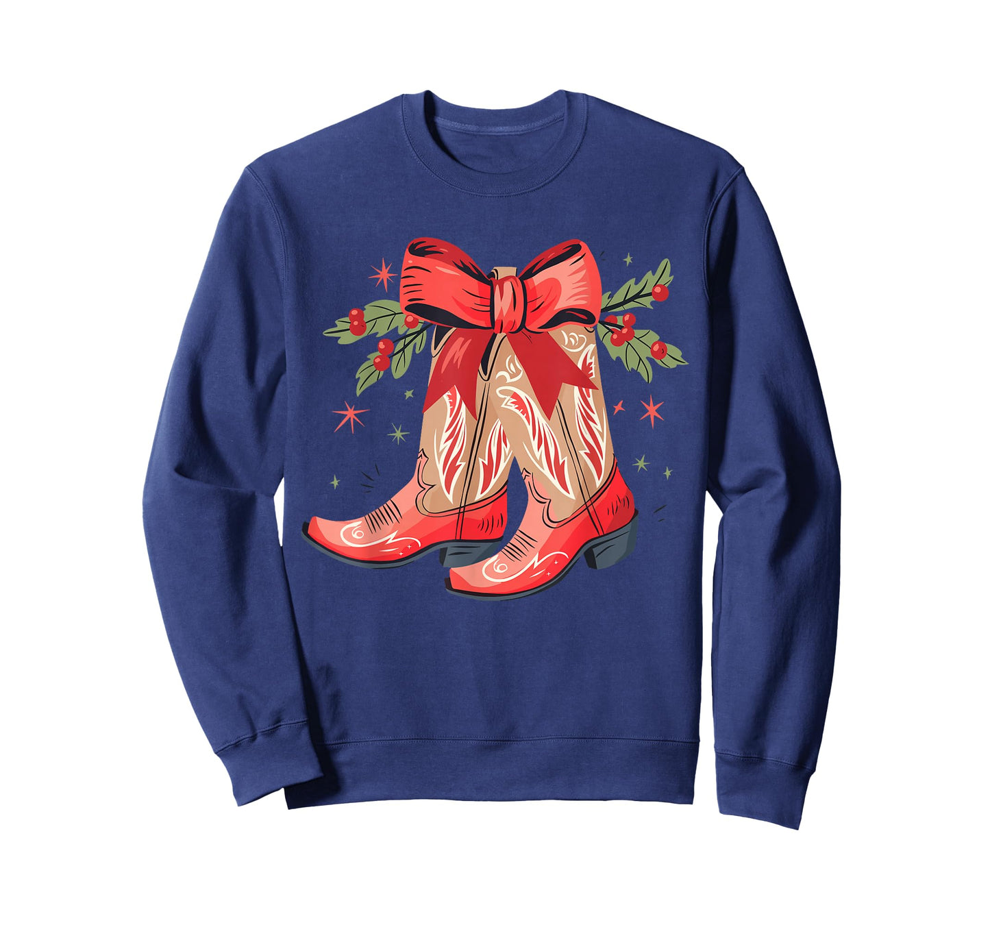 Merry and Bright Cowgirl Boot Christmas Western Cowboy T-Shirt