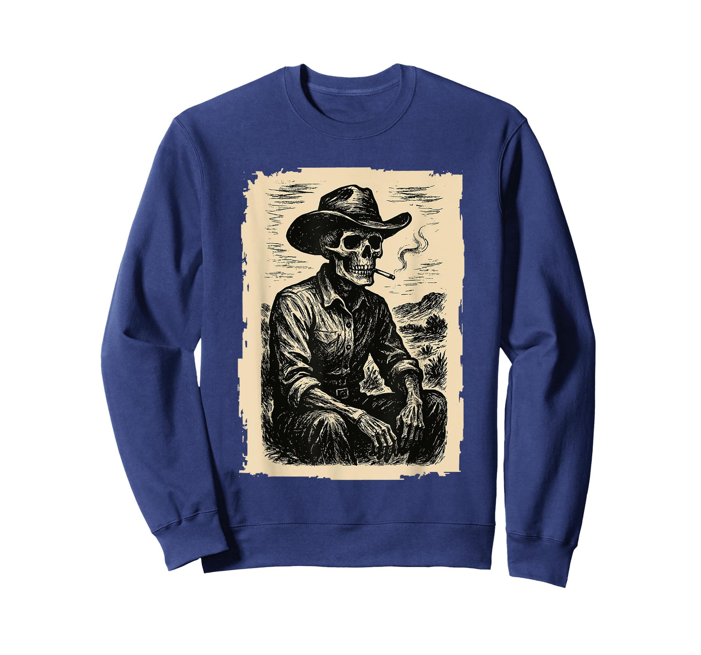 Skeleton Cowboy Smoking Goth Grunge Dark Western Gothic T-Shirt