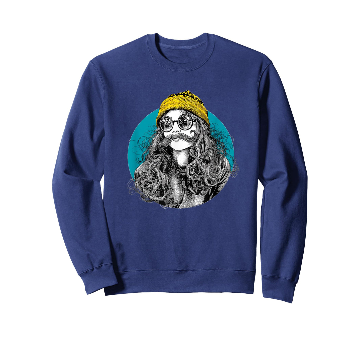 Funny Mustache Girl Logo T-Shirt