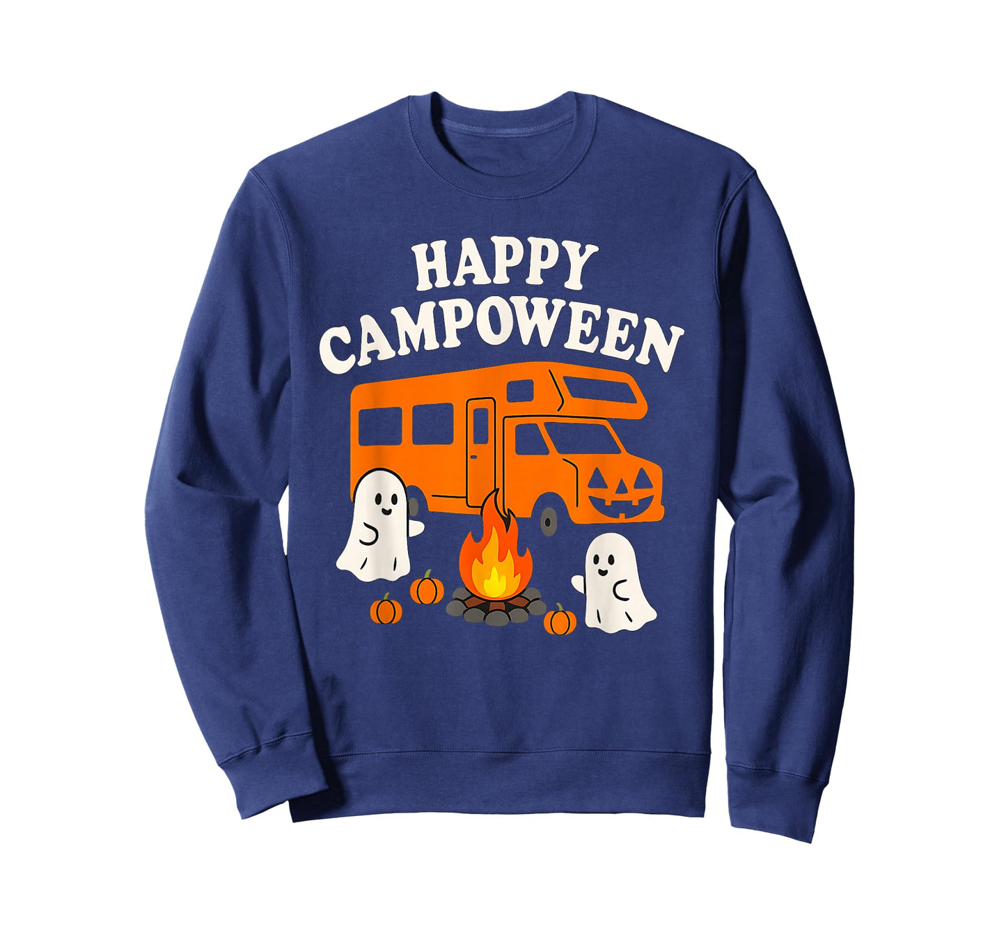 Happy Campoween Motorhome Pumpkin Halloween Ghost Campfire T-Shirt