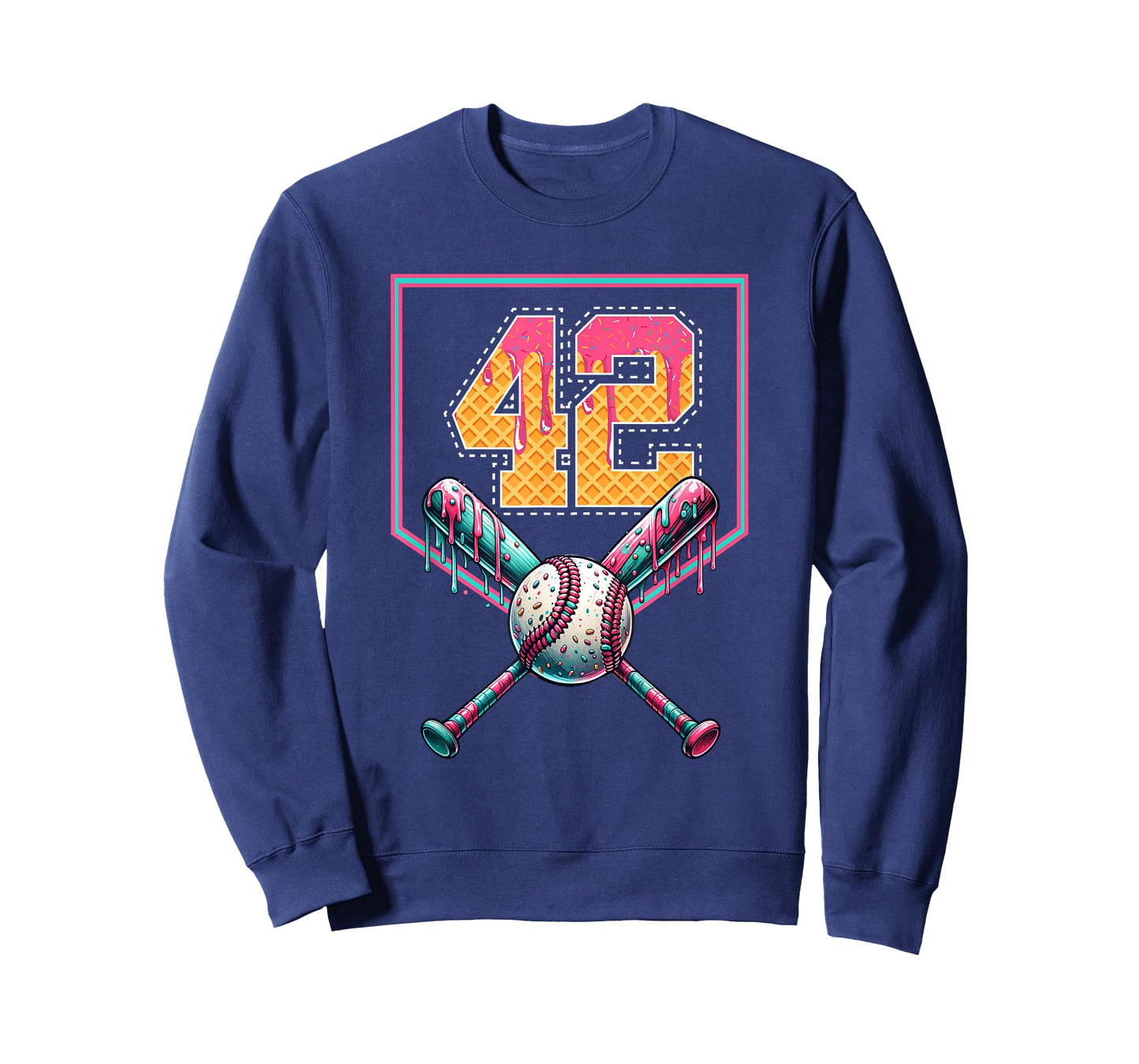 Baseball Drip Number 42 Player Or 42nd Birthday T-Shirt