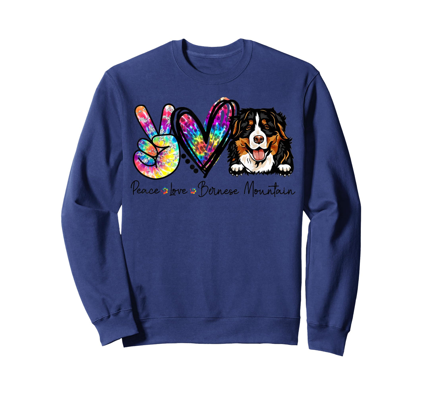 Peace Love Bernese Mountain Funny Tie Dye Dog Lovers T-Shirt Small