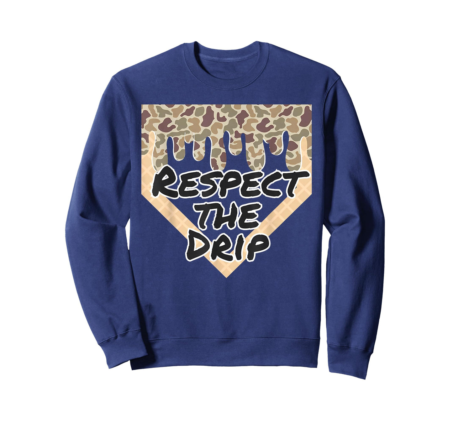 Respect The Drip Baseball Camo Home Plate Ice Cream Drip T-Shirt