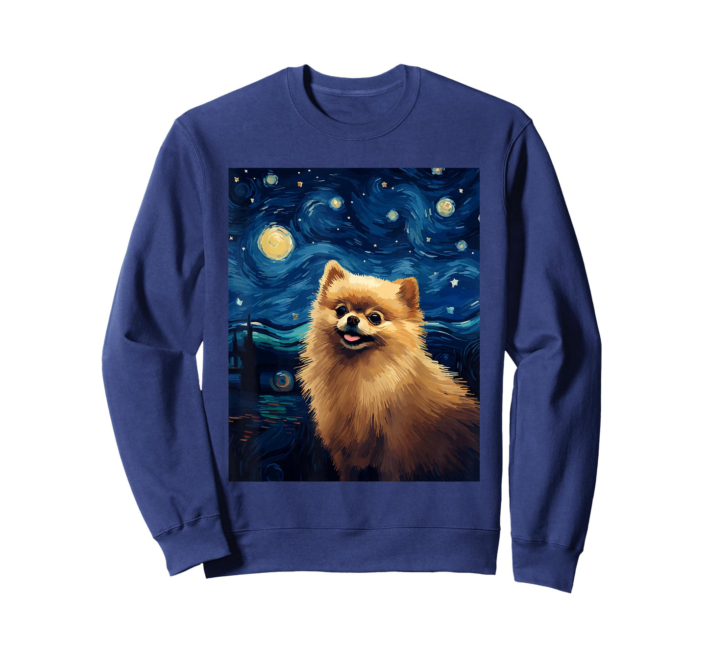 Pomeranian Dog Starry Night Van Gogh Art Lover T-Shirt