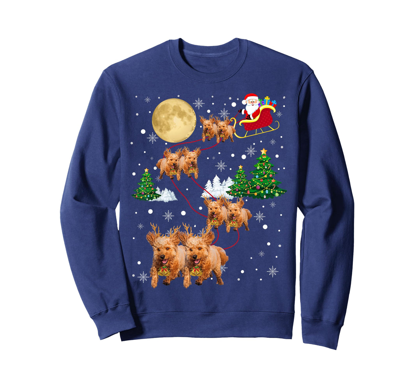 Goldendoodle Dog Tree Christmas Sweater Xmas Pet Dogs Gifts T-Shirt for Men Women Kids