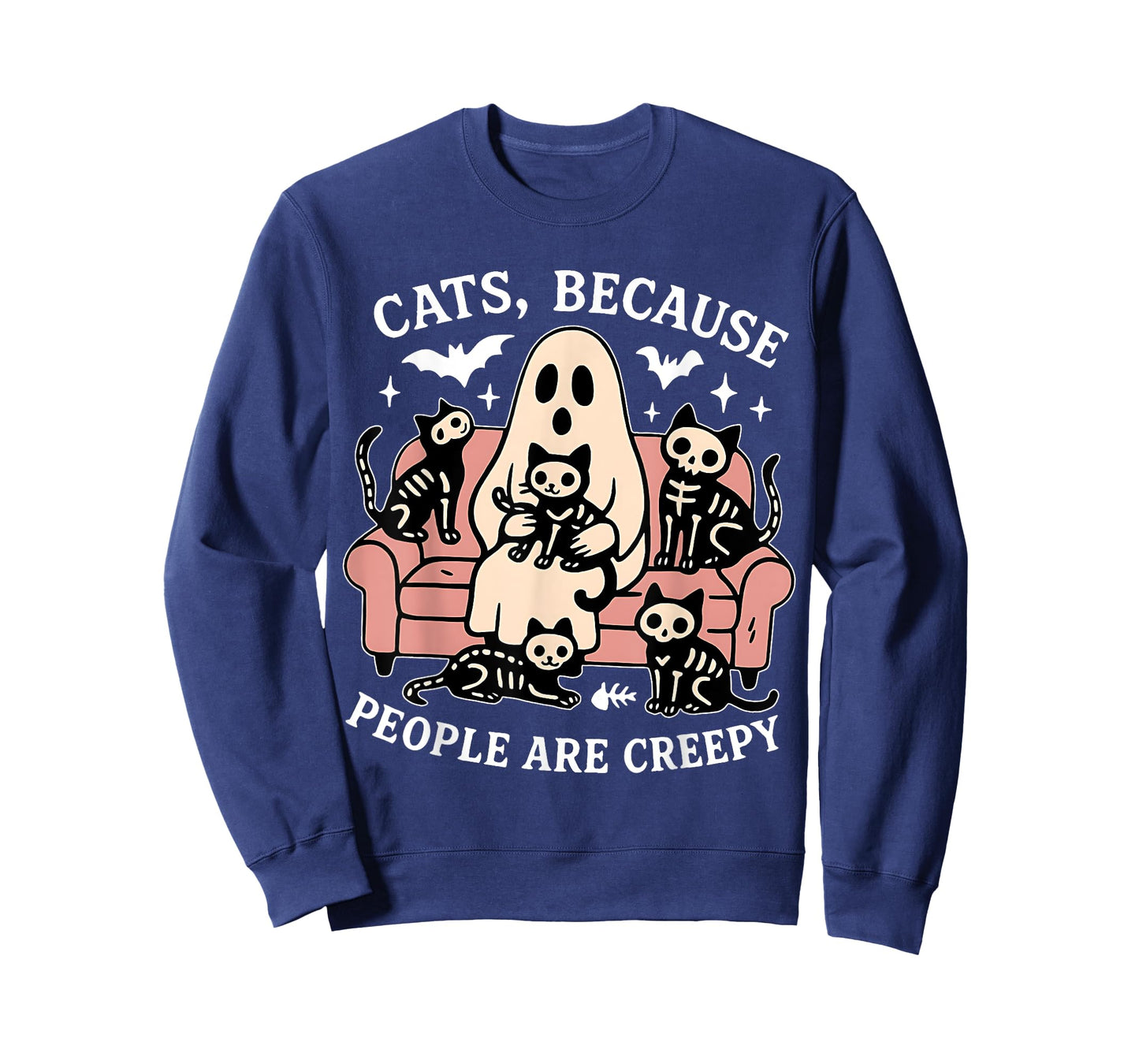 Cats Because People are Creepy Funny Ghost Skeleton Cat T-Shirt