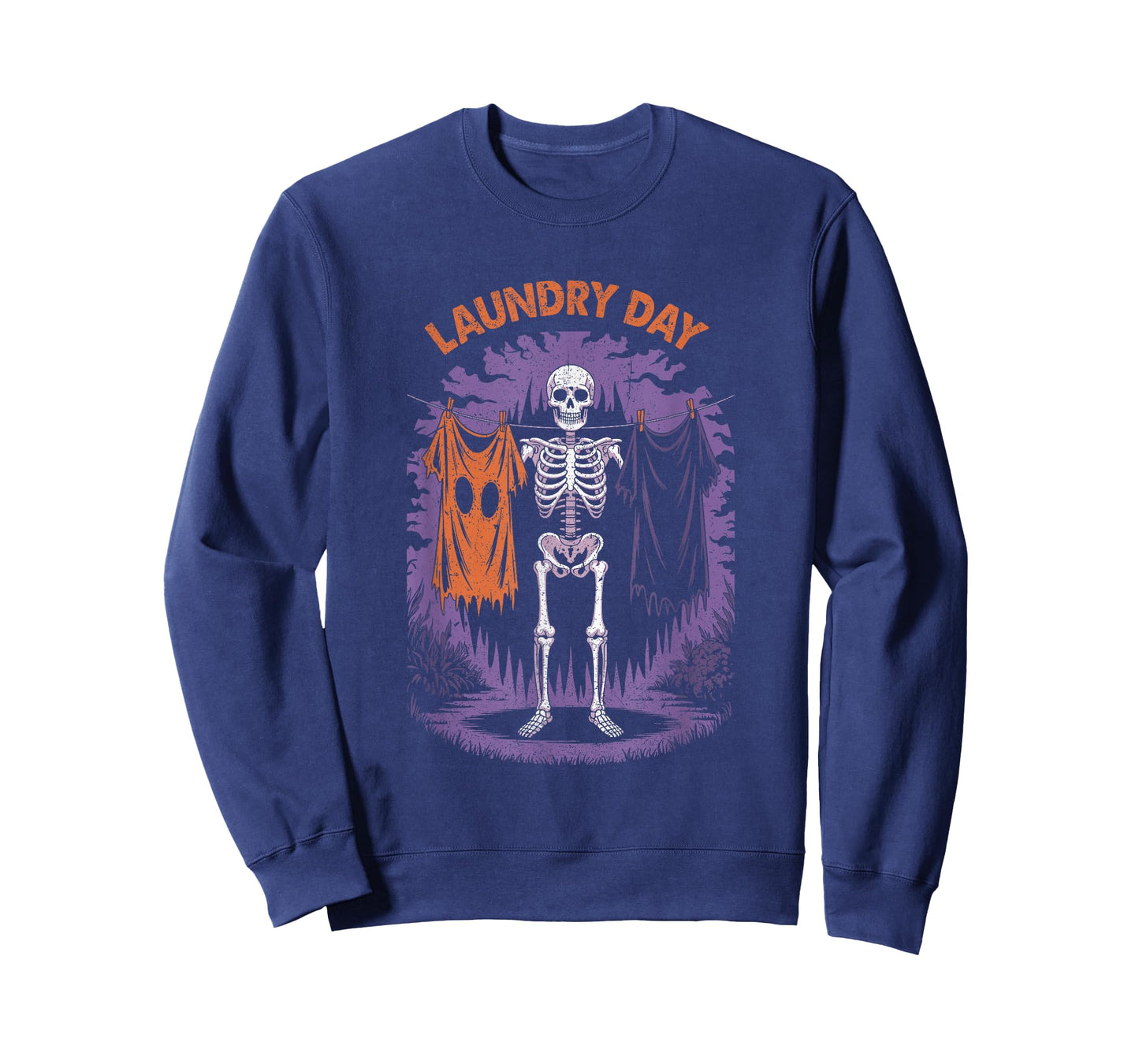 Skeleton Hanging Laundry with Ghost Sheet Funny Halloween T-Shirt