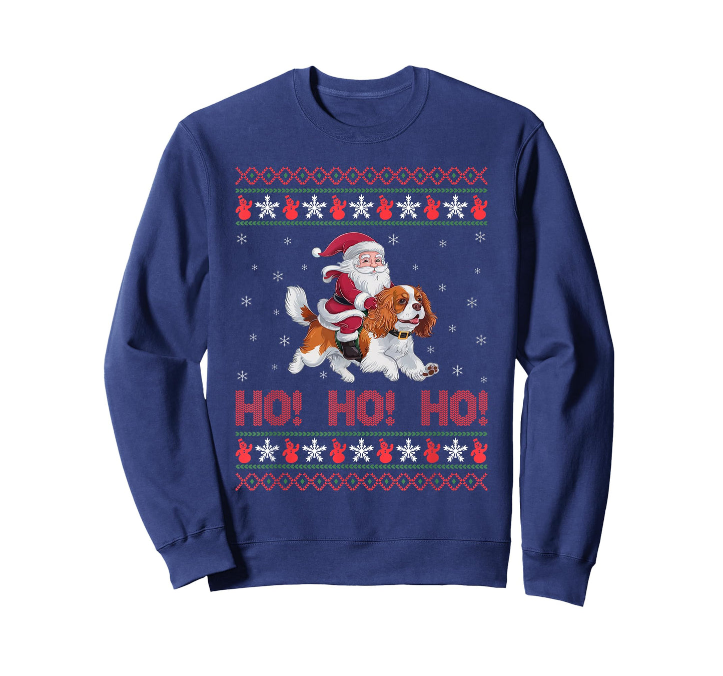 Ho Ho Ho Santa Riding Cavalier King Charles Spaniel Dog Xmas T-Shirt