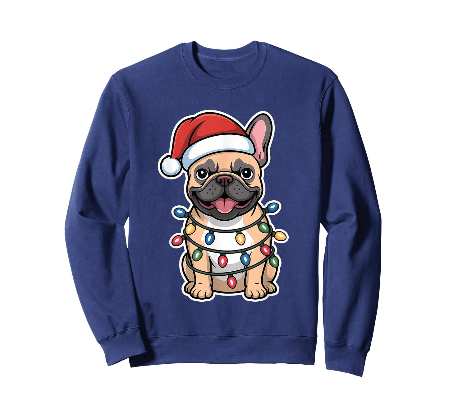 French Bulldog Wrapped in Christmas Lights T-Shirt