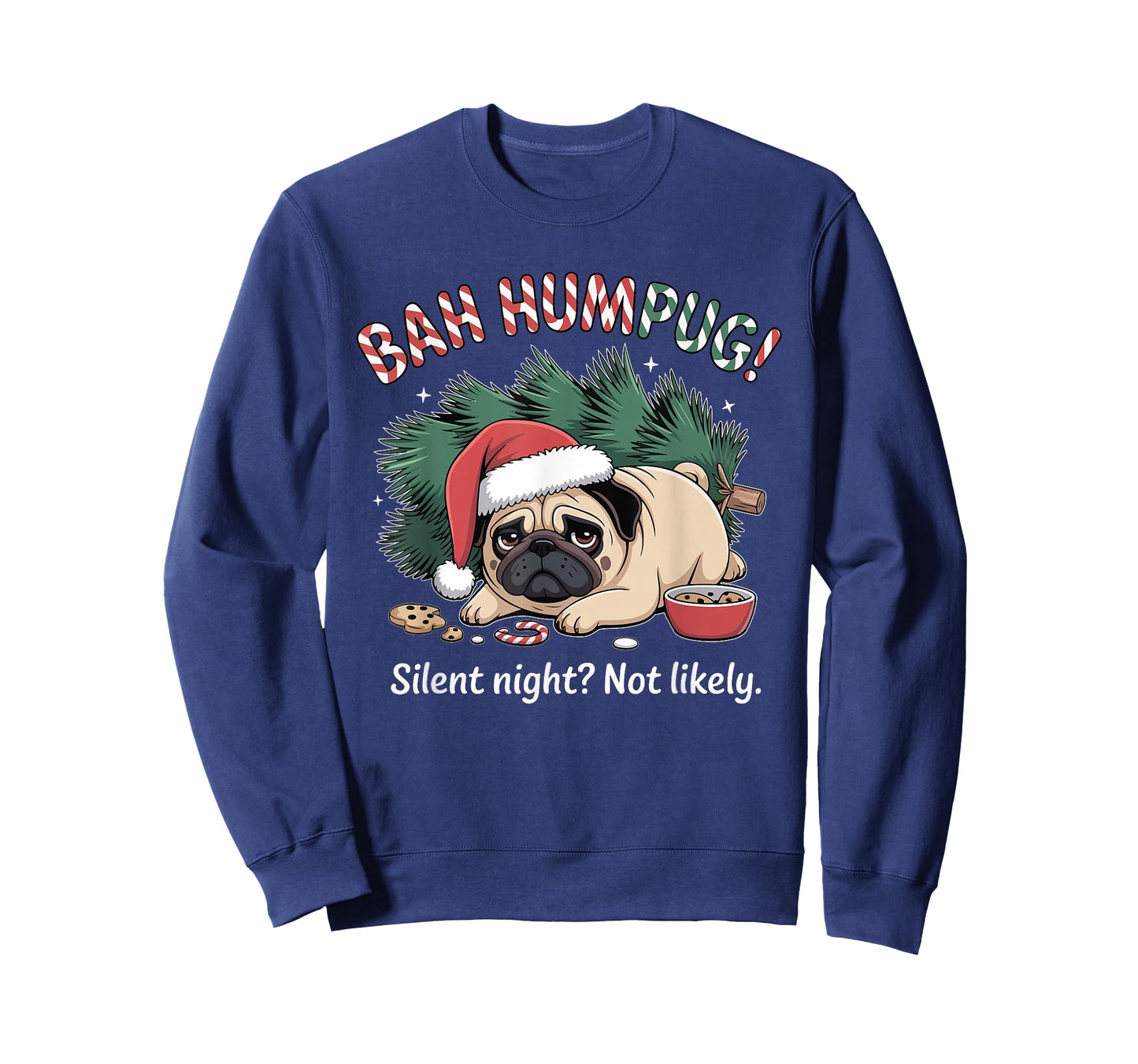 Bah Humbug Cute Christmas Pug for Holiday Haters Sarcastic T-Shirt
