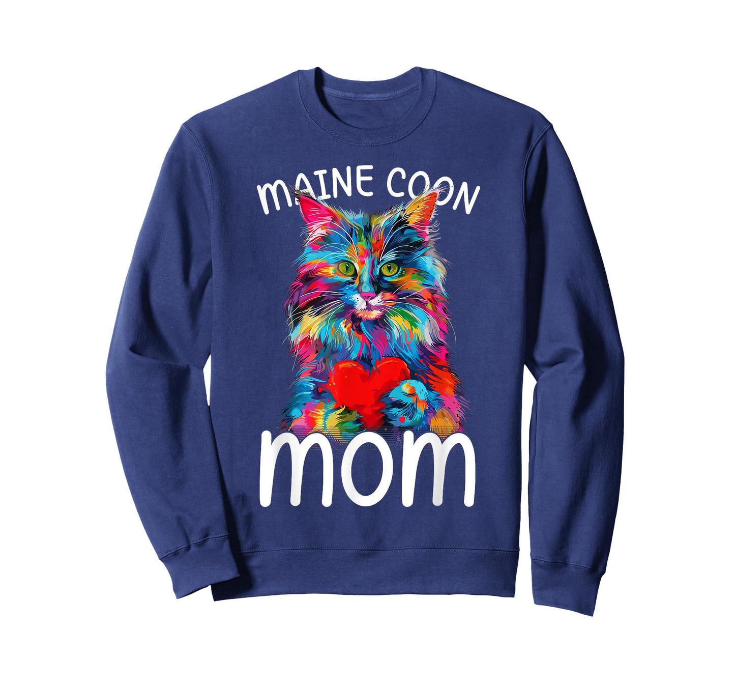 Maine Coon Cat Lovers Heart Design Womens Maine Coon Cat Mom T-Shirt