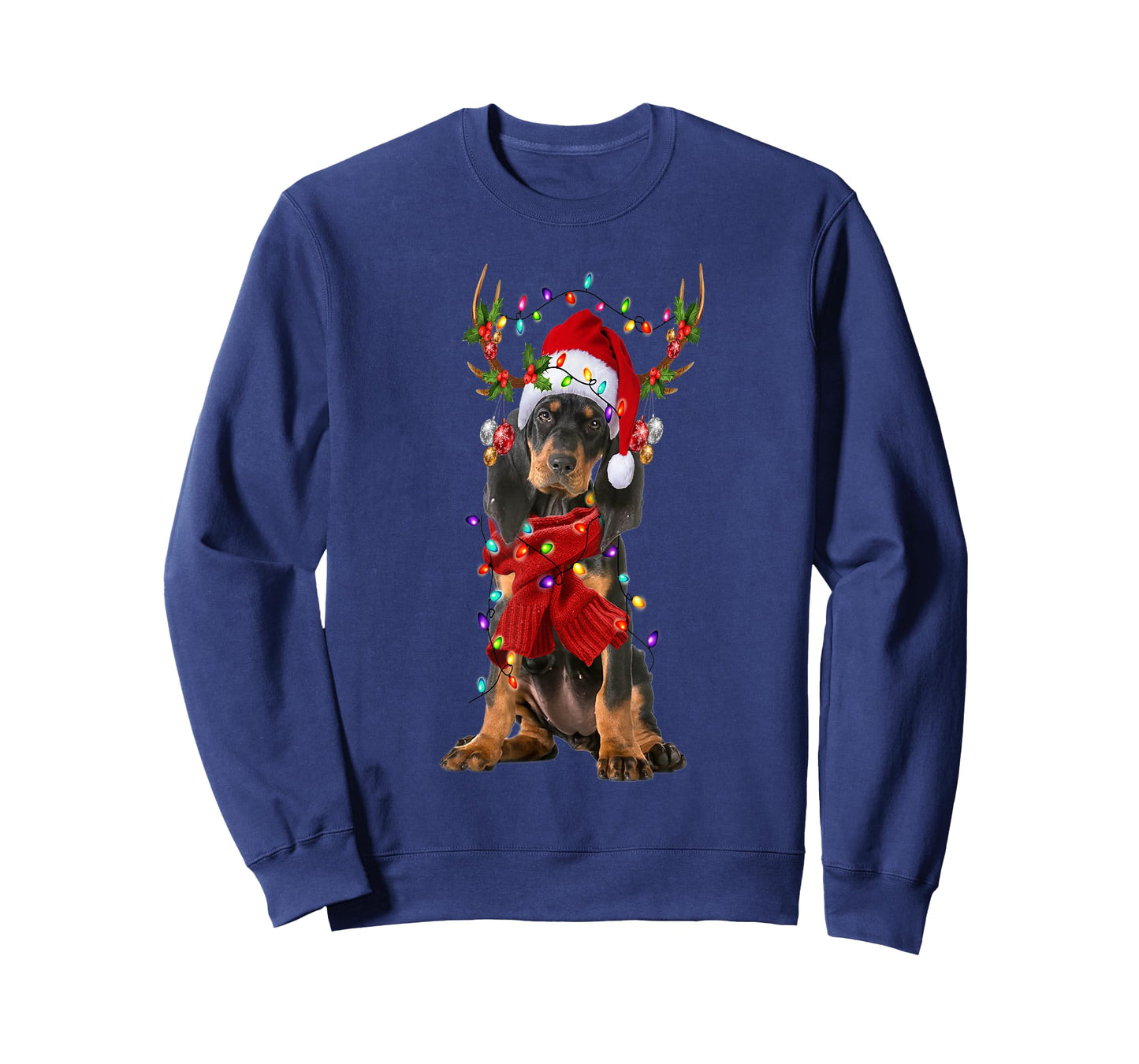 Black and Tan Coonhound Christmas Snow Layers Santa Dog Xmas Men Women Kids T-Shirt