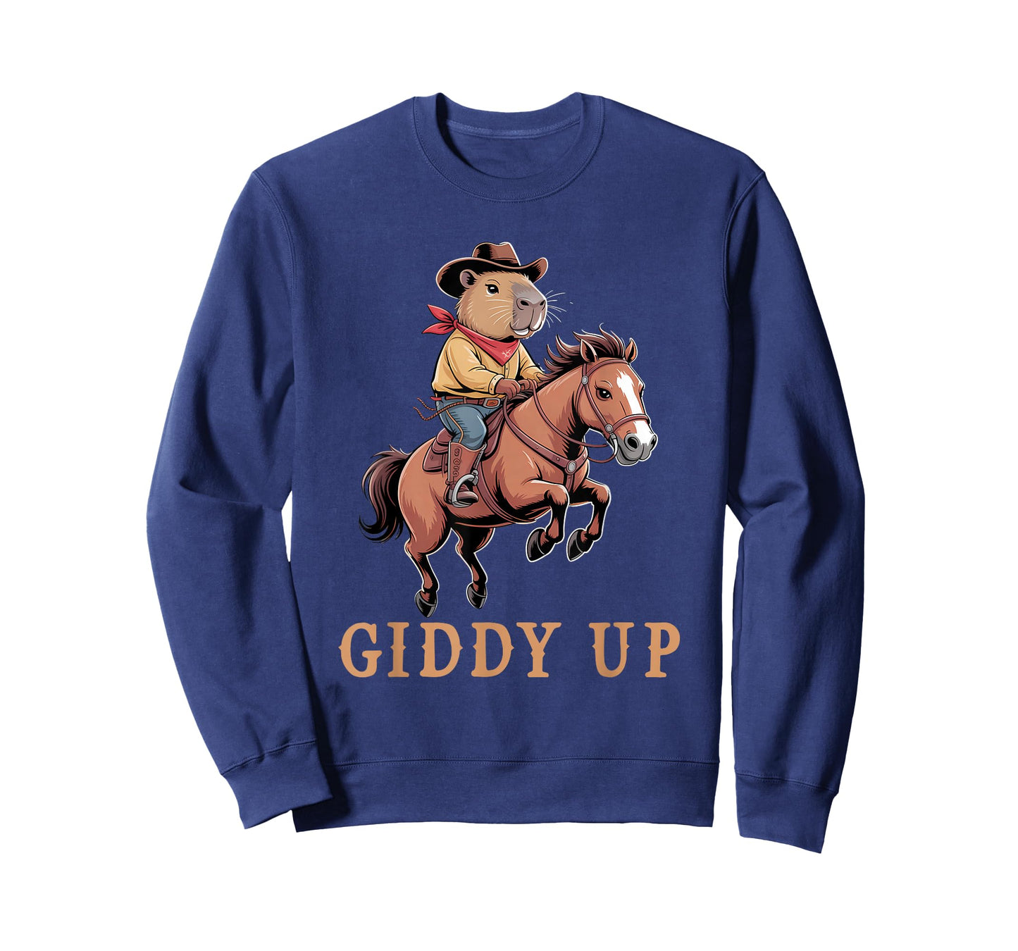 Funny Capybara Cowboy Riding Horse Giddy Up Vintage Rodeo T-Shirt
